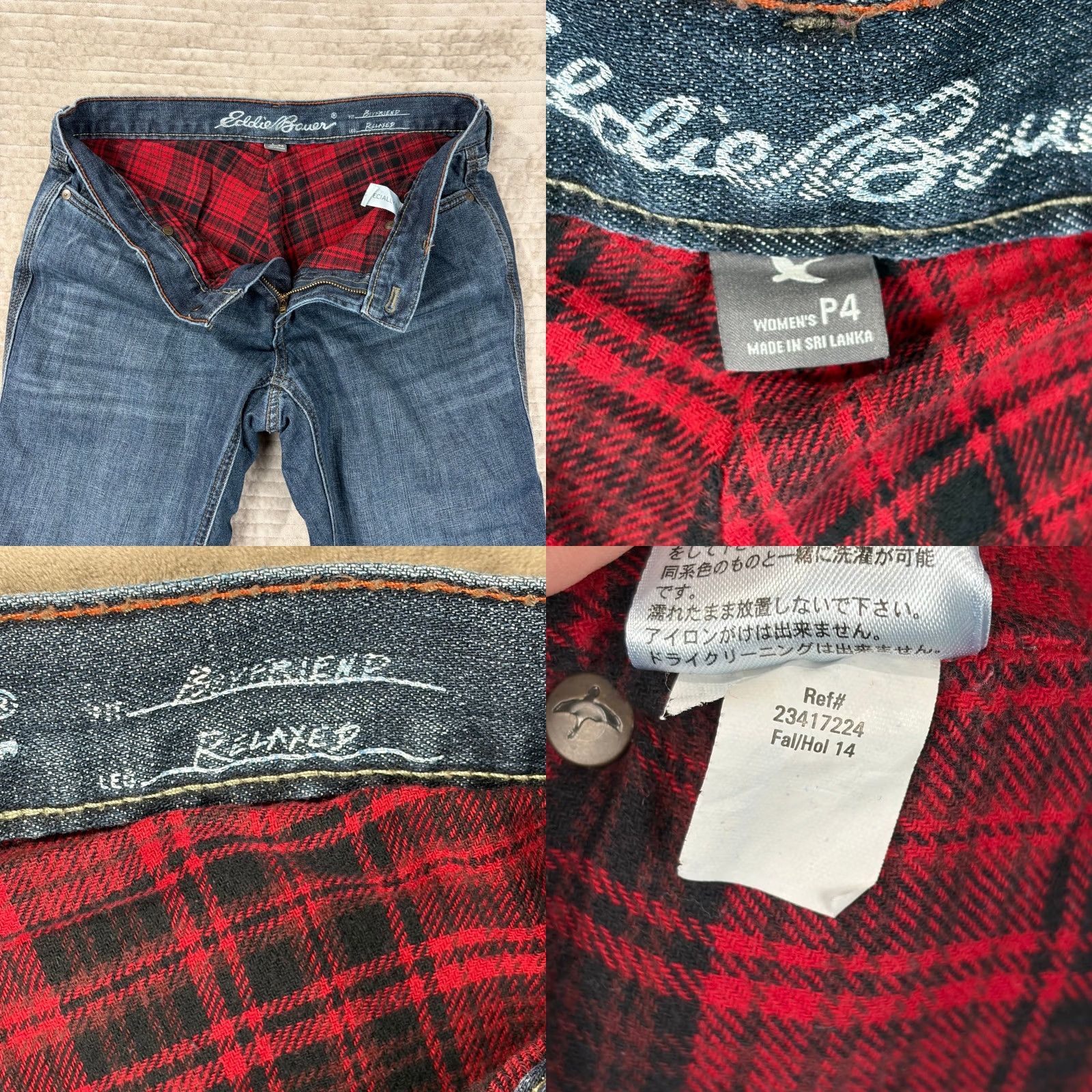 Eddie Bauer Eddie Bauer Jeans Denim Plaid Lined Boyfriend Relaxed Womens 4P Blue Winter Fall 27in Inseam Mens? Size 27" / US 4 / IT 40 - 8 Thumbnail