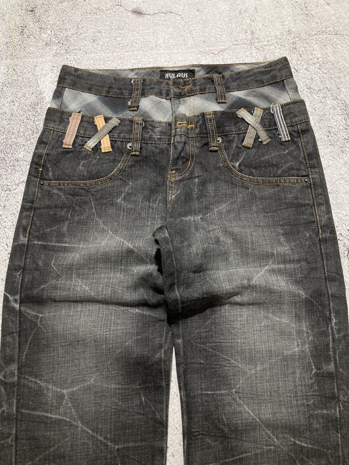 Japanese Brand 2000s Nylaus Double Waist Denim Jeans Pant Faded Y2k Size US 28 / EU 44 - 2 Thumbnail