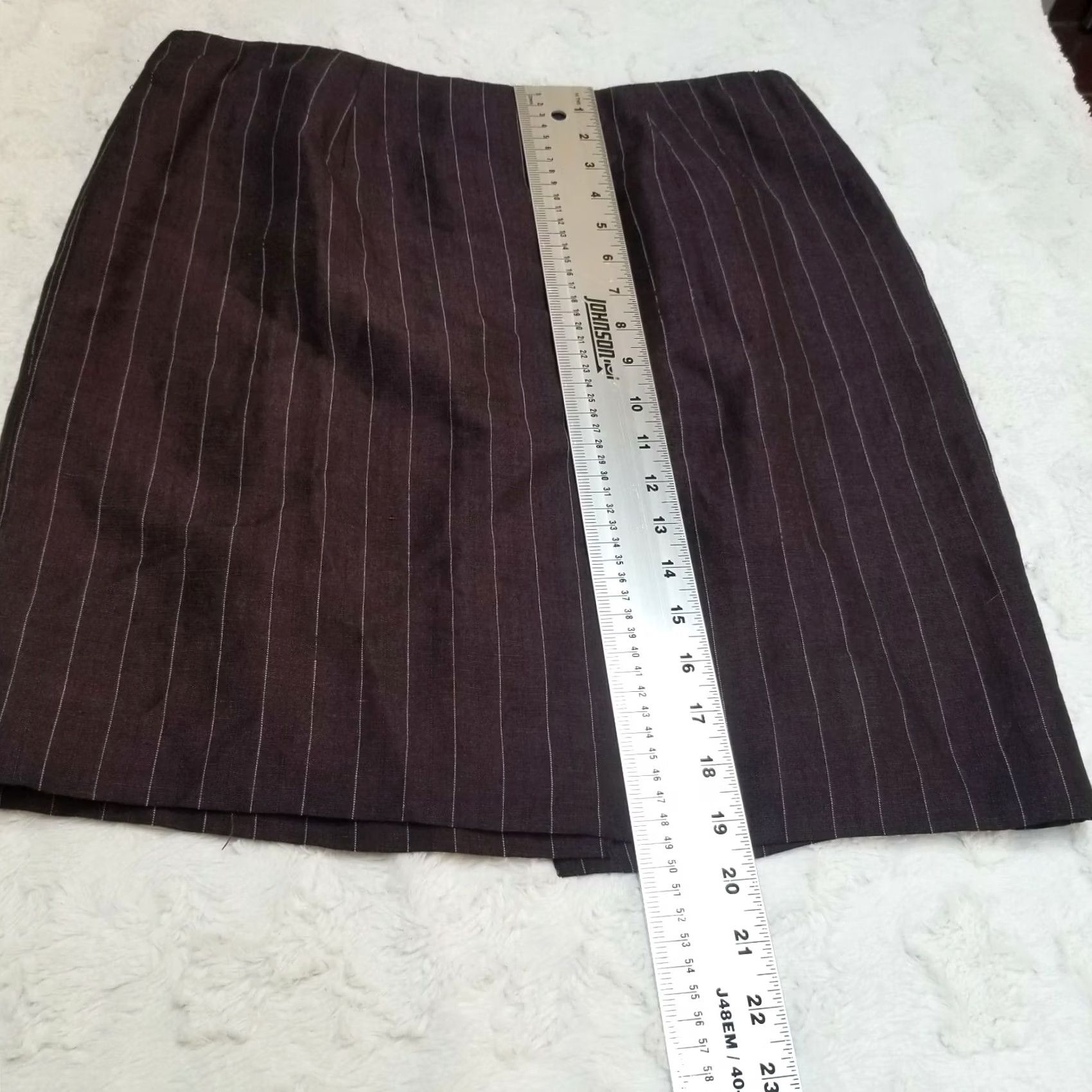 Vintage Dana Buchman Womens Brown Striped Linen Blend Career Pencil Skirt Size 10 Zip Size 32" / US 10 / IT 46 - 5 Thumbnail
