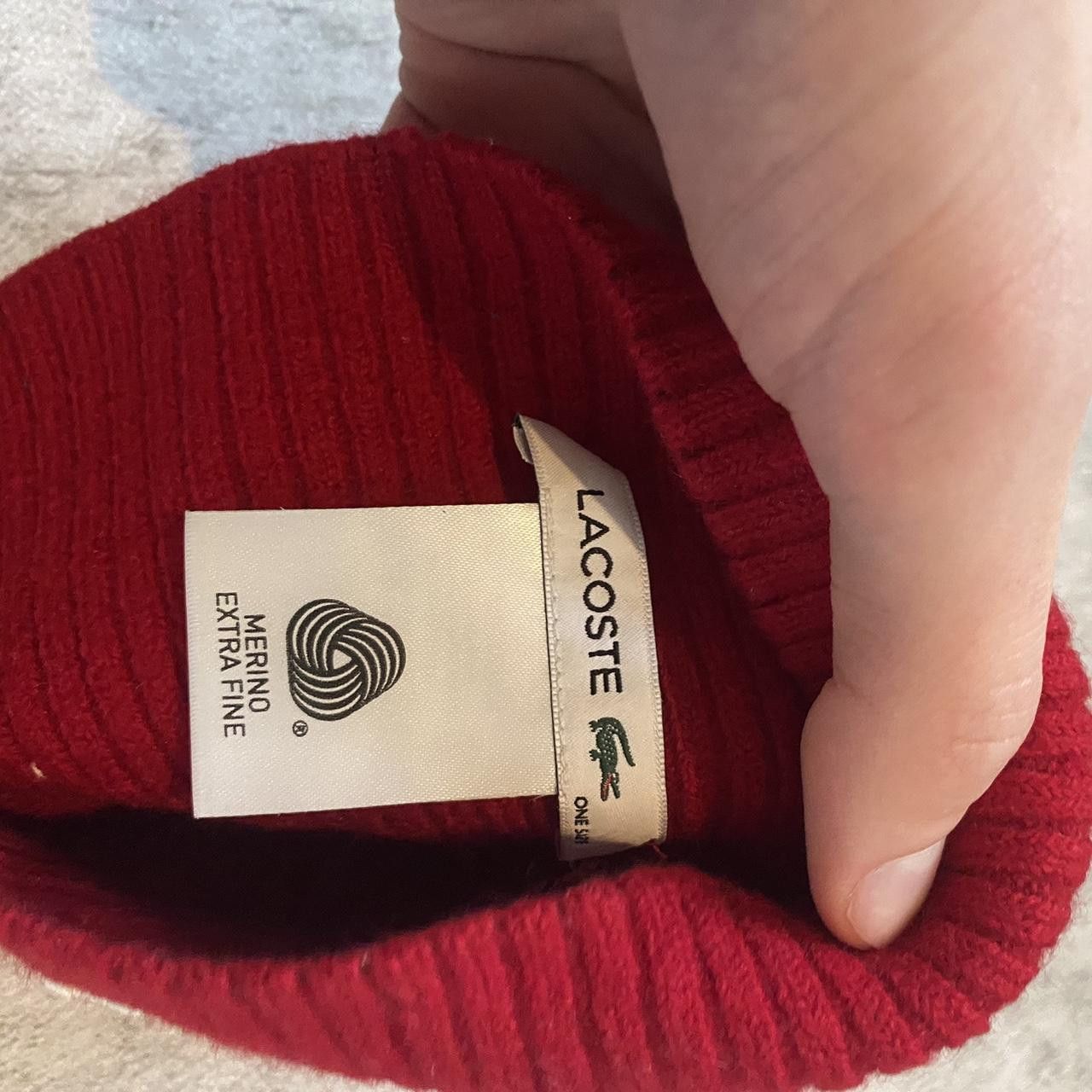 Lacoste Wool Red Lacoste beanie hat #winteraccessories Size ONE SIZE - 4 Thumbnail