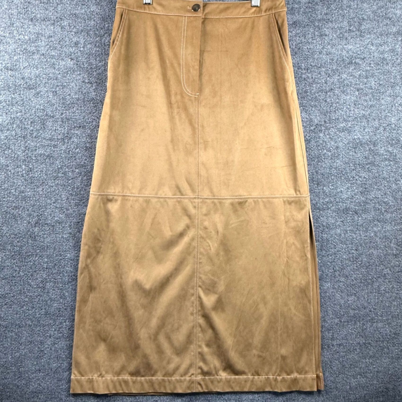 Staud Staud Maxi Skirt Tan Camel Size 10 Tall Pockets Side Slit A-Line 70s Style Boho Western Womens Size 32" / US 10 / IT 46 - 2 Thumbnail