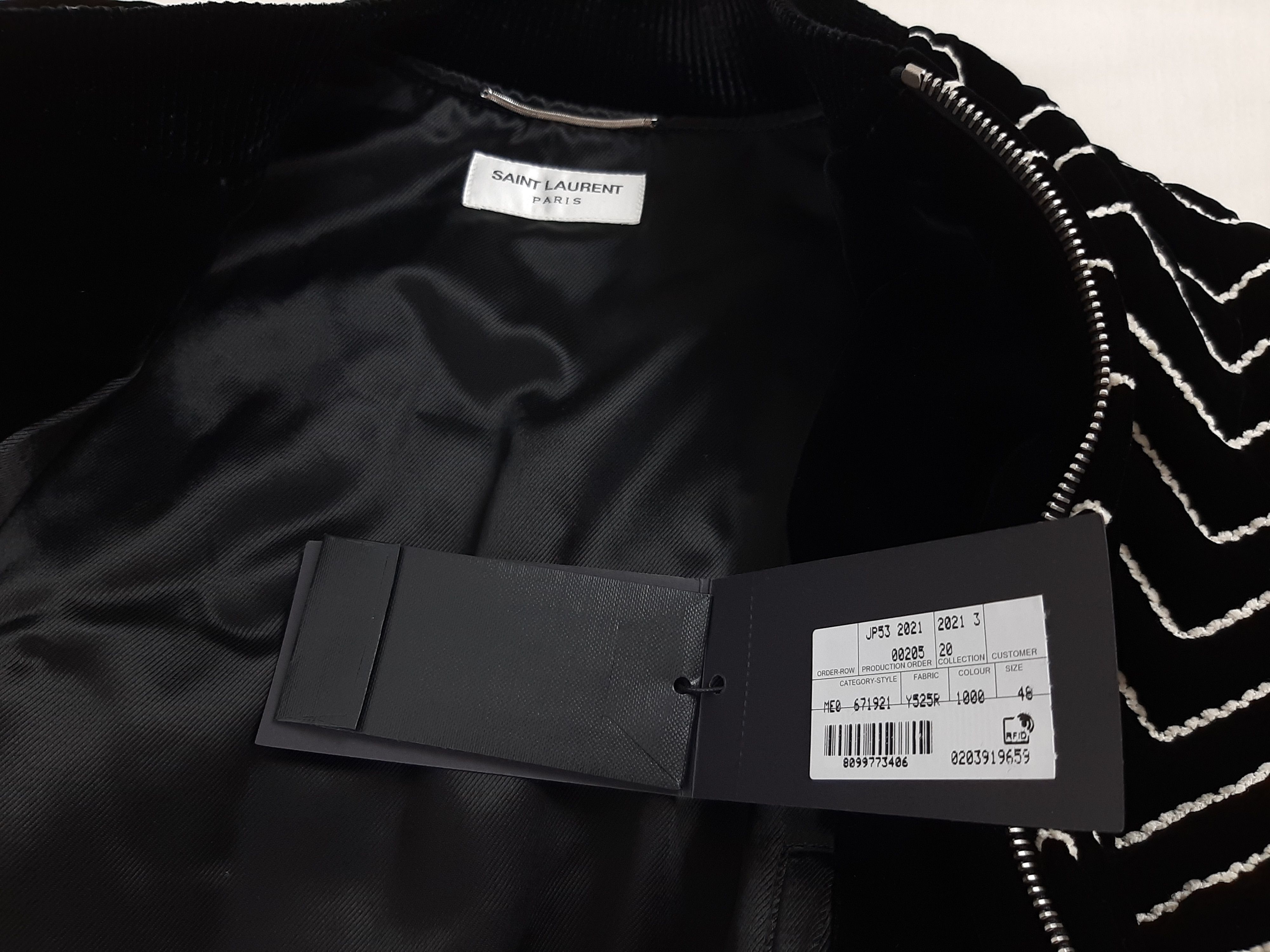 Saint Laurent Paris Saint Laurent Zig Zag Print Bomber Black Men's Size IT 48 M Size US M / EU 48-50 / 2 - 11 Thumbnail
