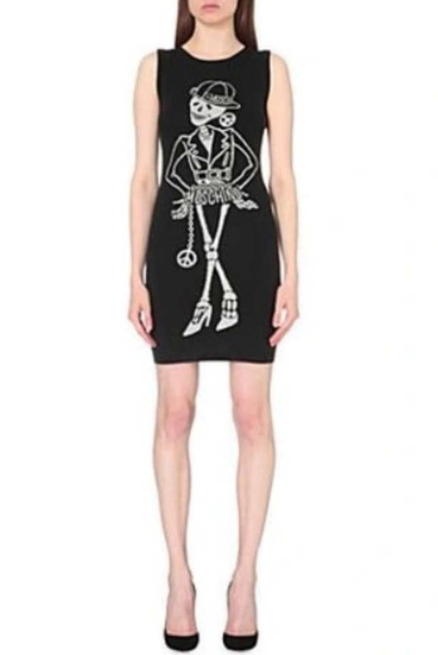 Moschino Moschino Couture Gold Skeleton Intarsia Wool Midi Dress Size M / US 6-8 / IT 42-44 - 2 Thumbnail