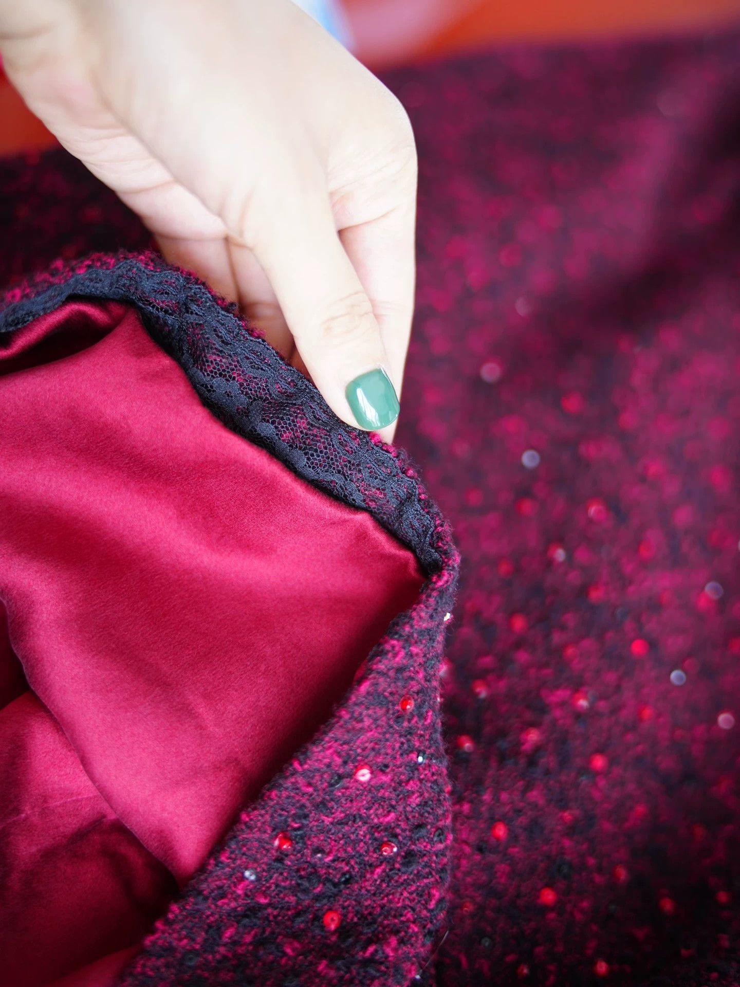 Oscar De La Renta Oscar de la Renta Vtg Red Sequin Tweed Velvet Dress S Size S / US 4 / IT 40 - 7 Thumbnail