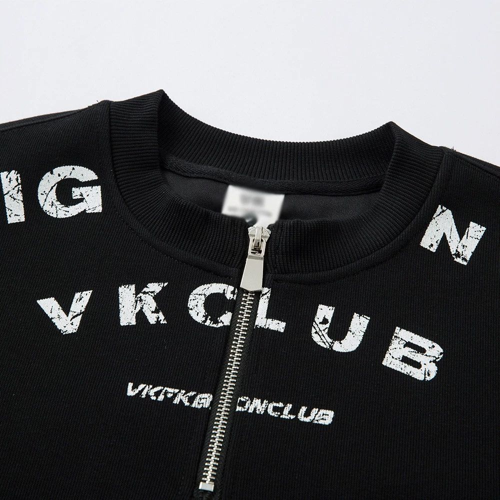Vintage Men's simple letter print zipper round neck sweatshirt Size US M / EU 48-50 / 2 - 3 Thumbnail