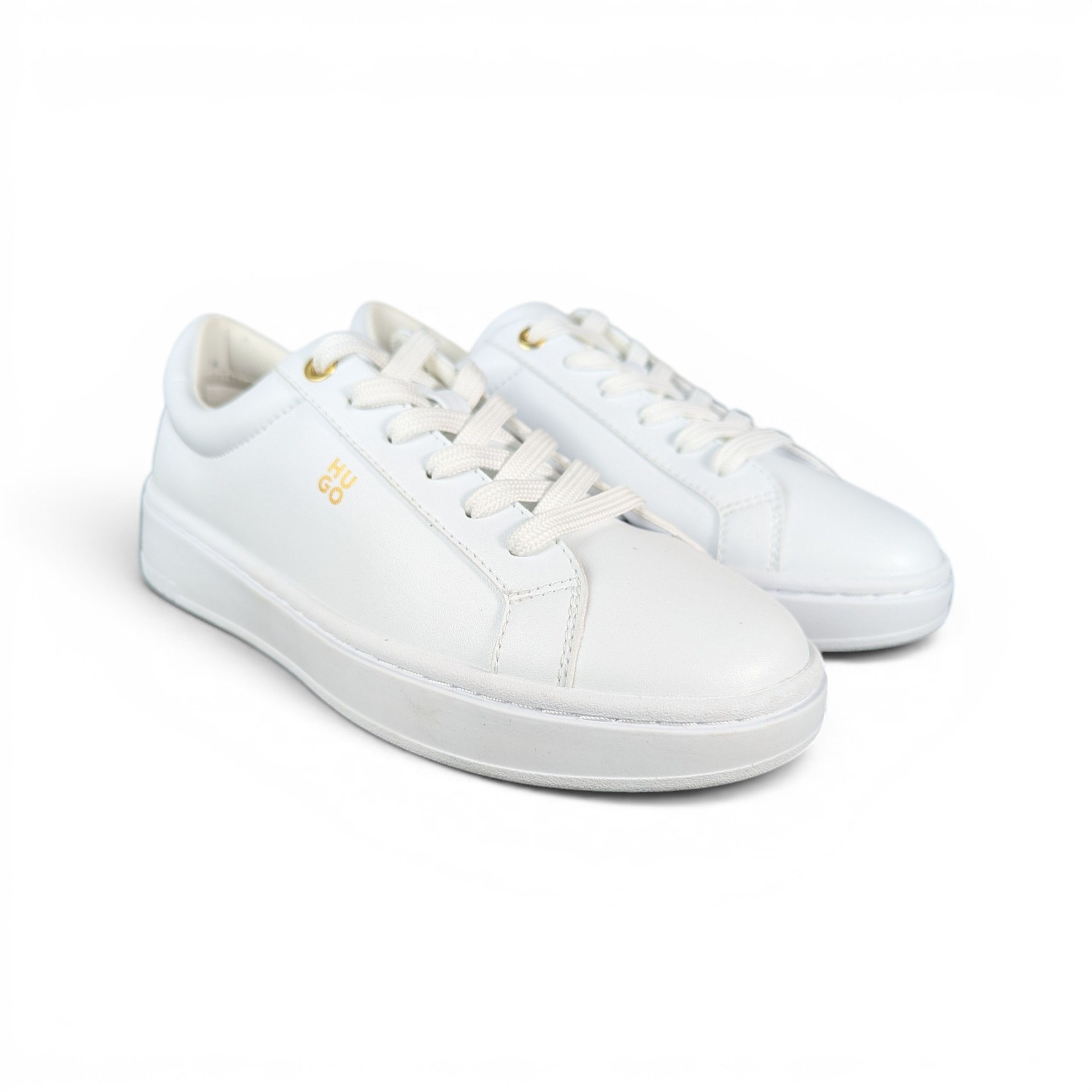 Hugo Boss HUGO NOSS WHITE LEATHER SNEAKERS Size US 7 / IT 37 - 3 Thumbnail