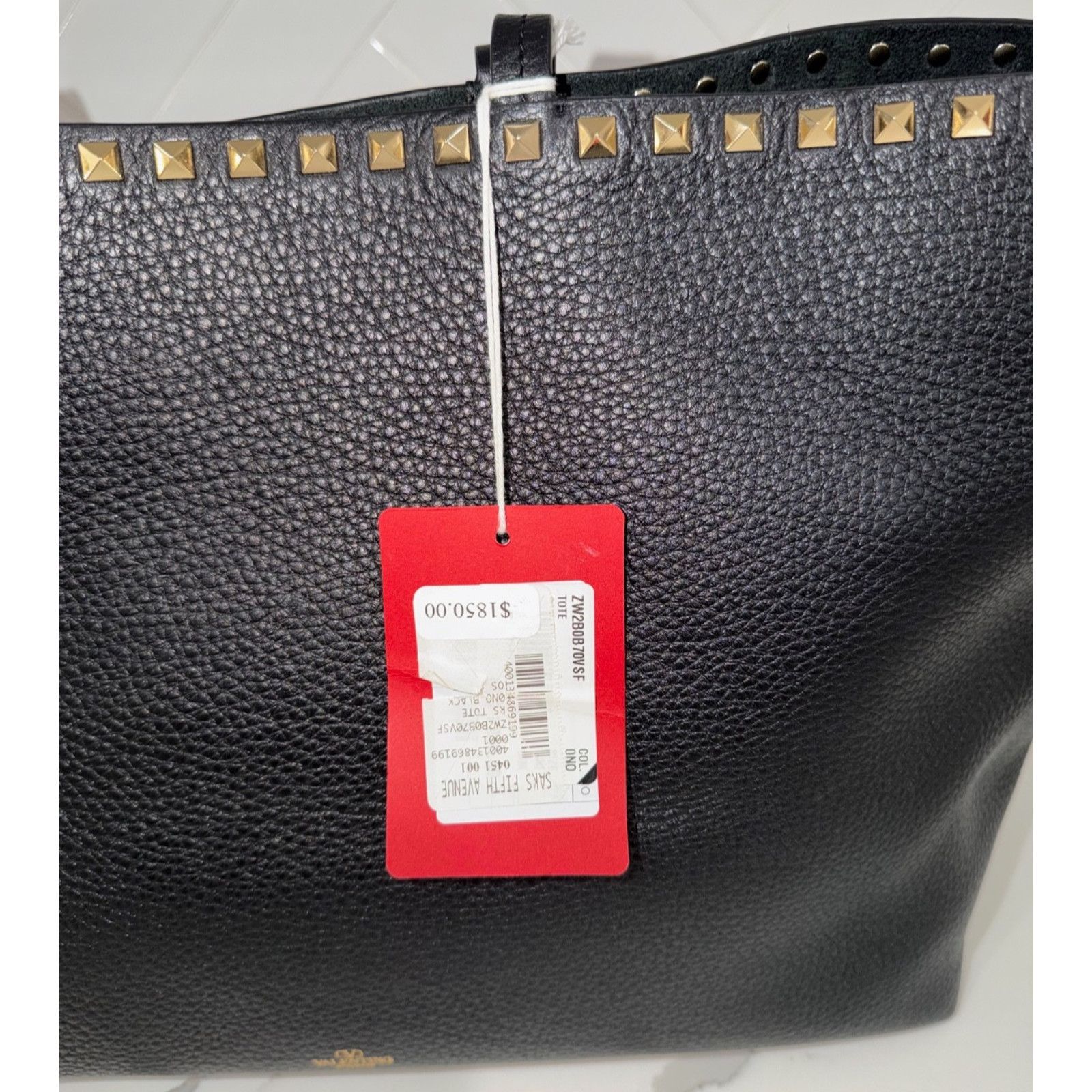 Valentino Valentino Garavani Rockstud Large Black Grained Tote Size ONE SIZE - 3 Thumbnail