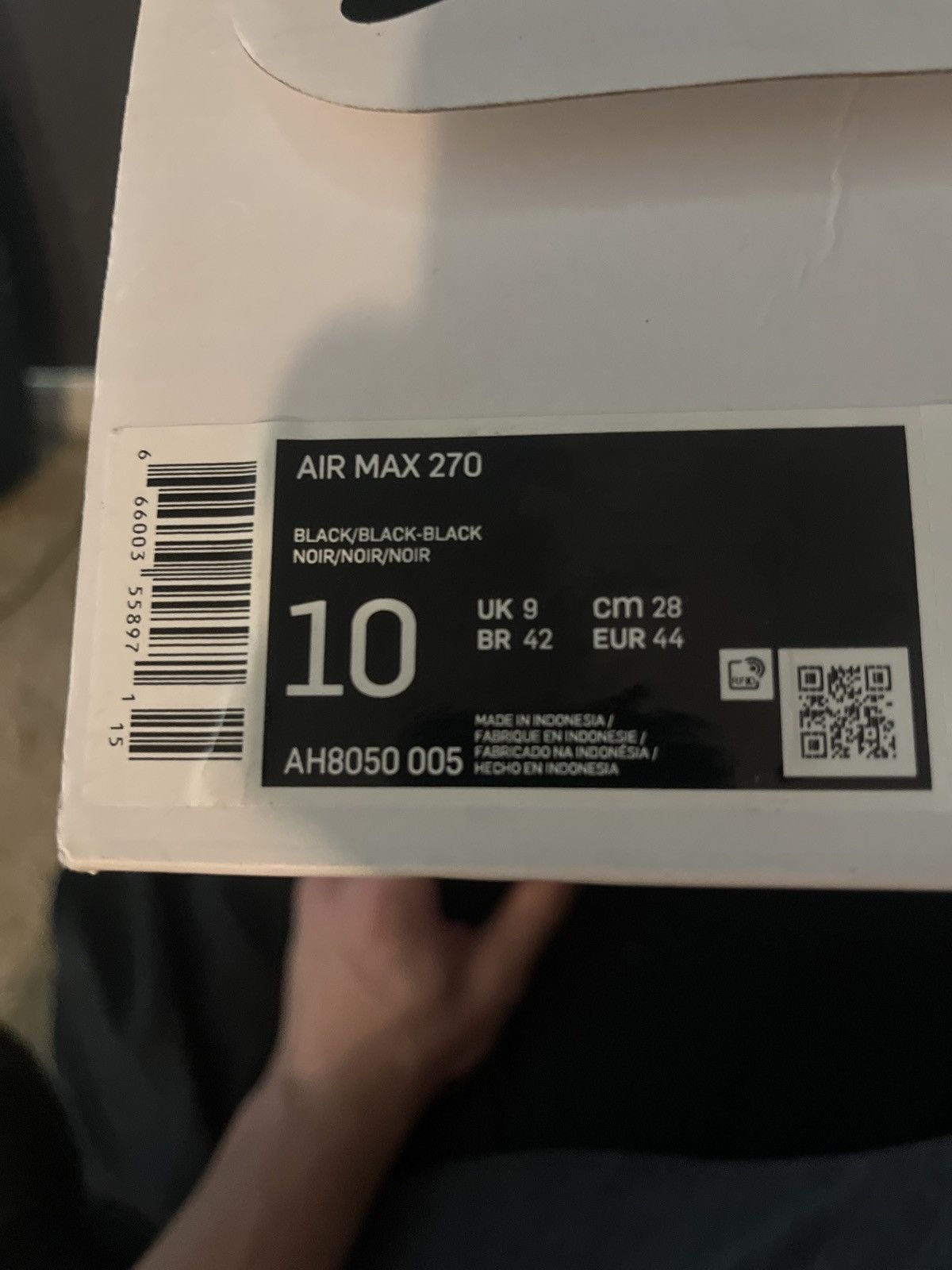 Nike Air Max 270 Triple Black Size US 10 / EU 43 - 7 Thumbnail