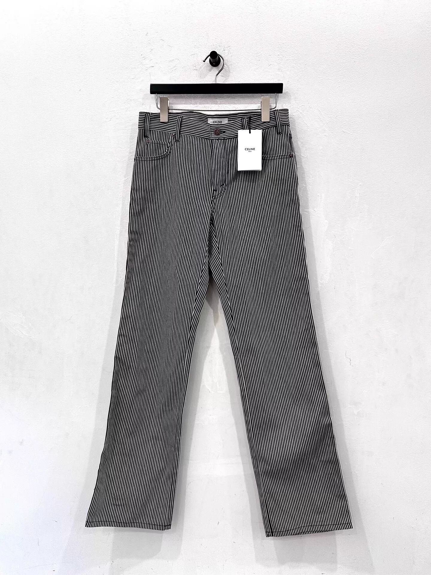 Celine Celine Wmns All-Over Print B&W Strip Logo Pants 27 Size 27" / US 4 / IT 40 - 1 Thumbnail
