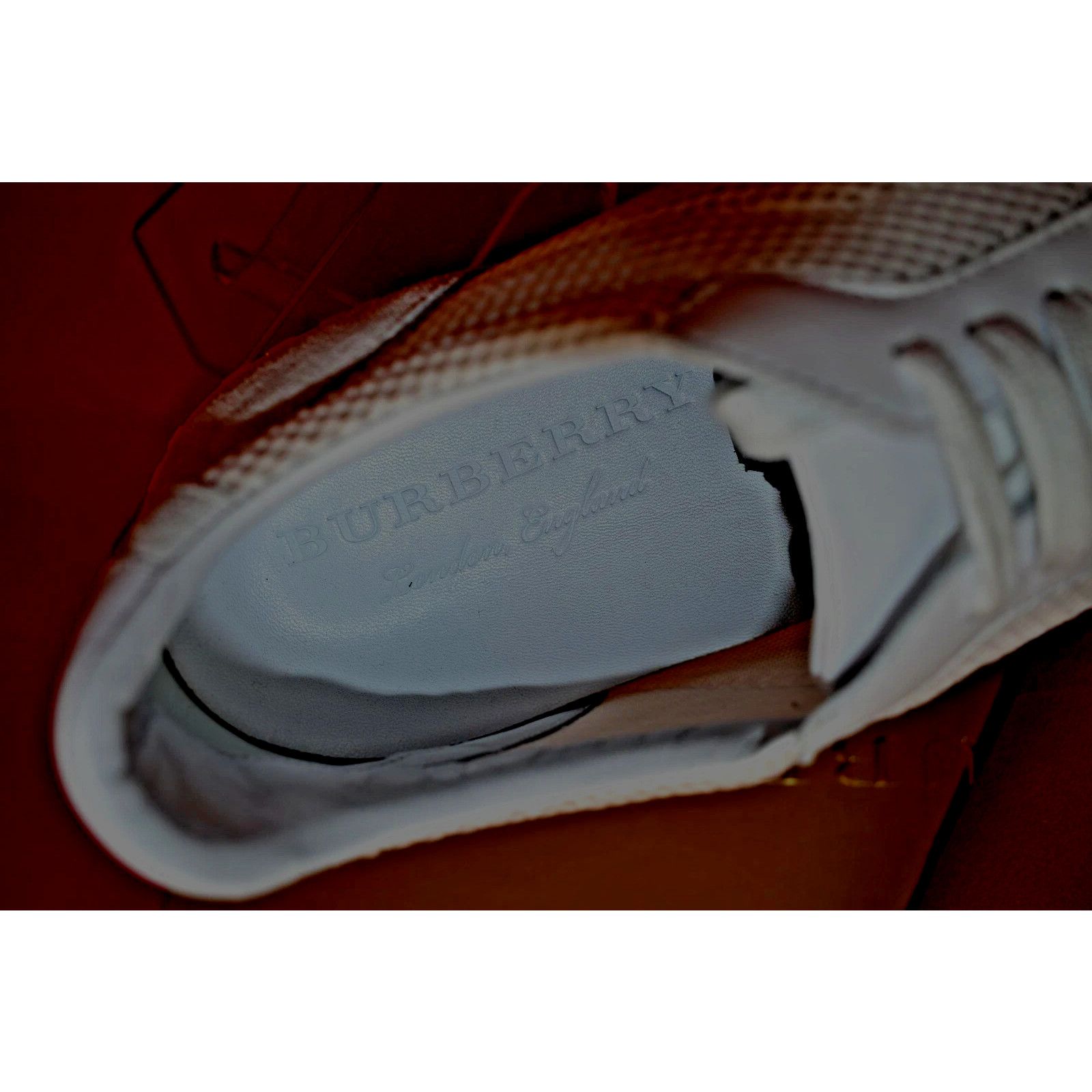 Burberry BURBERRY THE FIELD WHITE MESH SUEDE LOGO SNEAKERS 44.5 ITAL Size US 11.5 / EU 44-45 - 6 Thumbnail