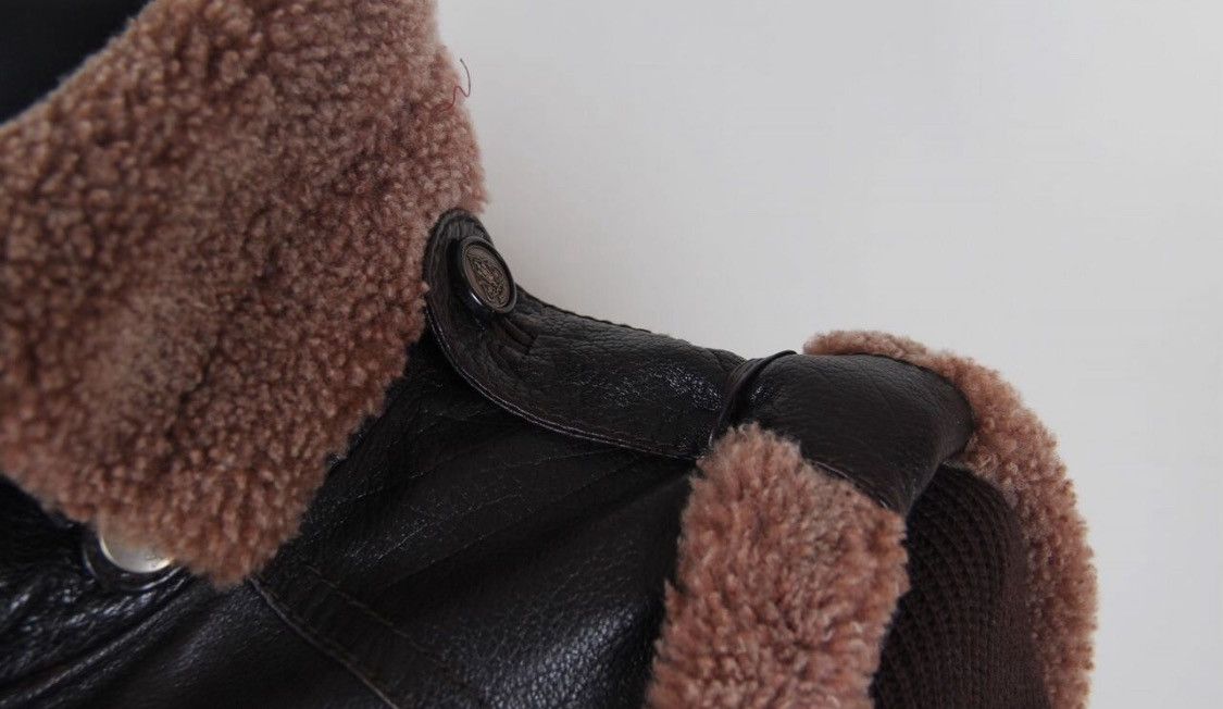 Gucci Gucci Double-Breasted Leather Fur Detail Wool Sleeve Jacket Size US L / EU 52-54 / 3 - 4 Thumbnail