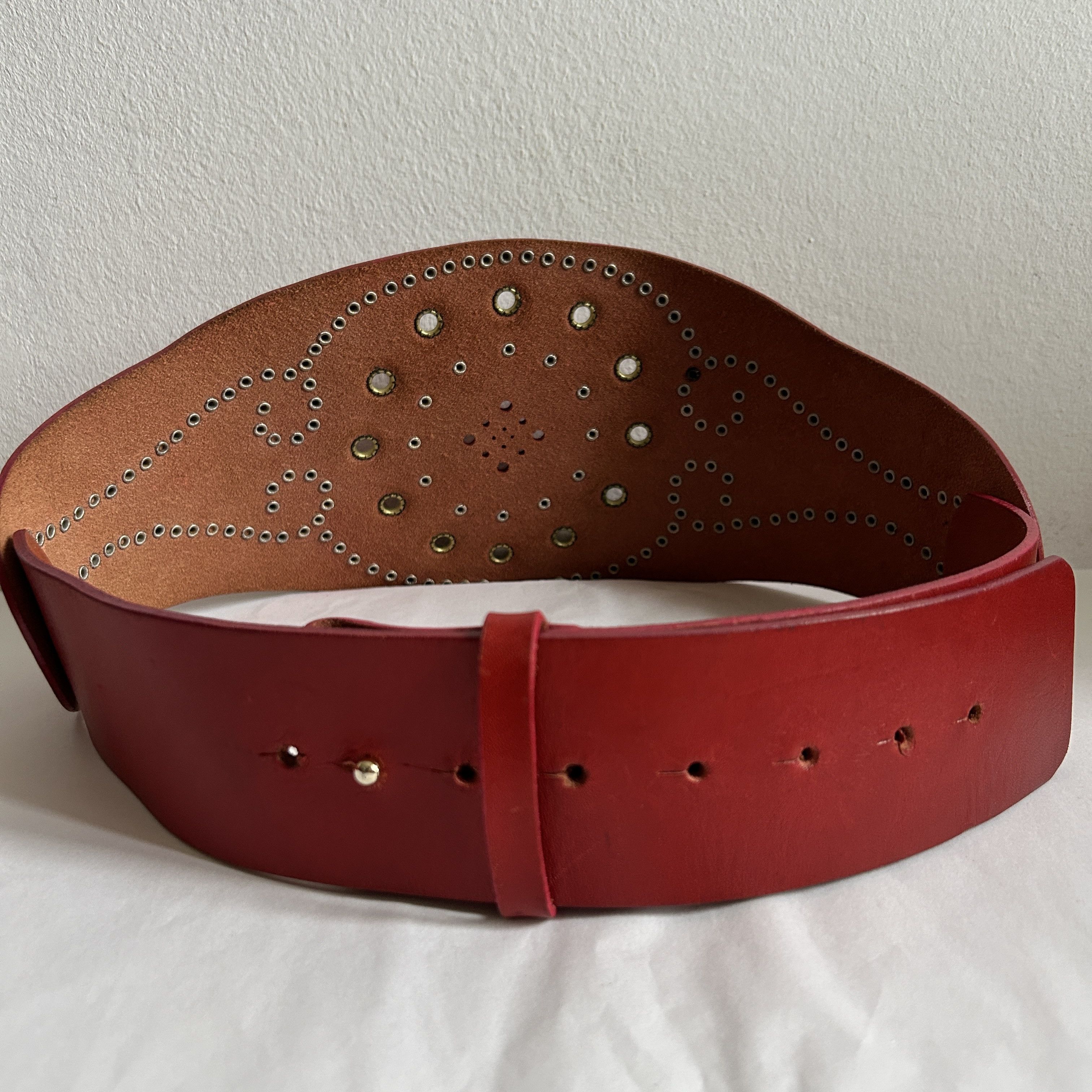 Vintage Vintage Red Leather Studded Corset Belt Size ONE SIZE - 12 Thumbnail