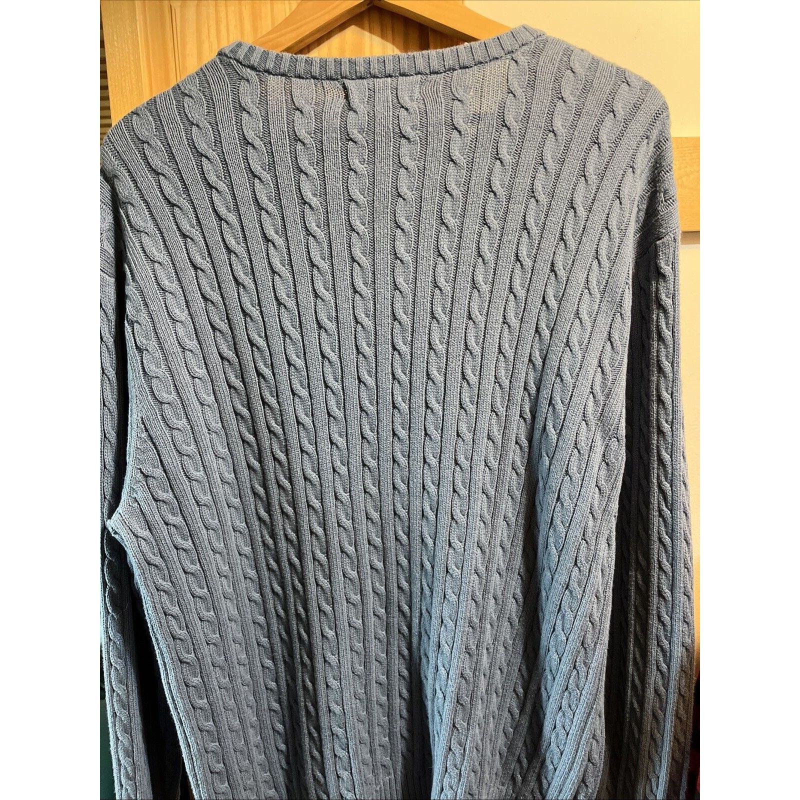 Consensus Sportswear Consensus Sportswear Men’s Size L Blue LS Cable Knit Sweater Size US L / EU 52-54 / 3 - 7 Thumbnail
