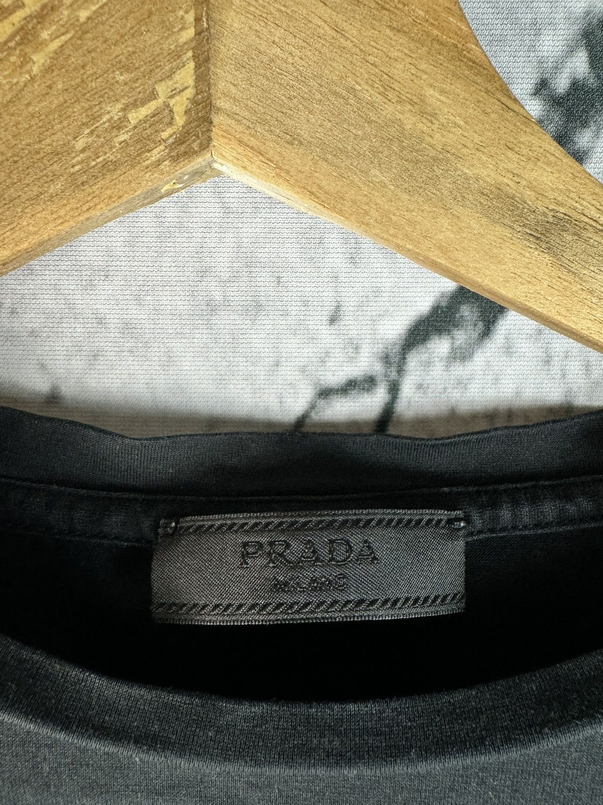 Prada Prada Milano Tab Logo Slim Fit Nylon Pocket Shoulder T-Shirt Size US L / EU 52-54 / 3 - 3 Thumbnail