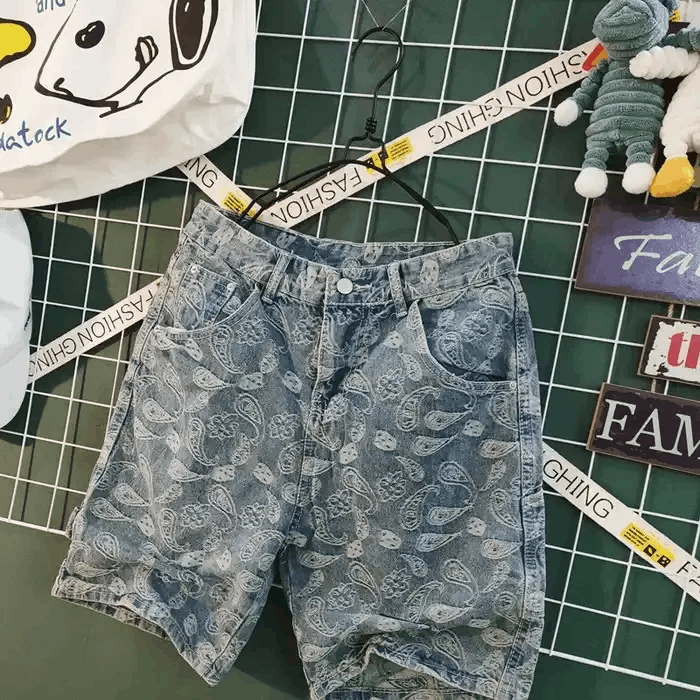 Japanese Brand × Vintage Flower denim shorts embroidered pants Size US 32 / EU 48 - 2 Thumbnail