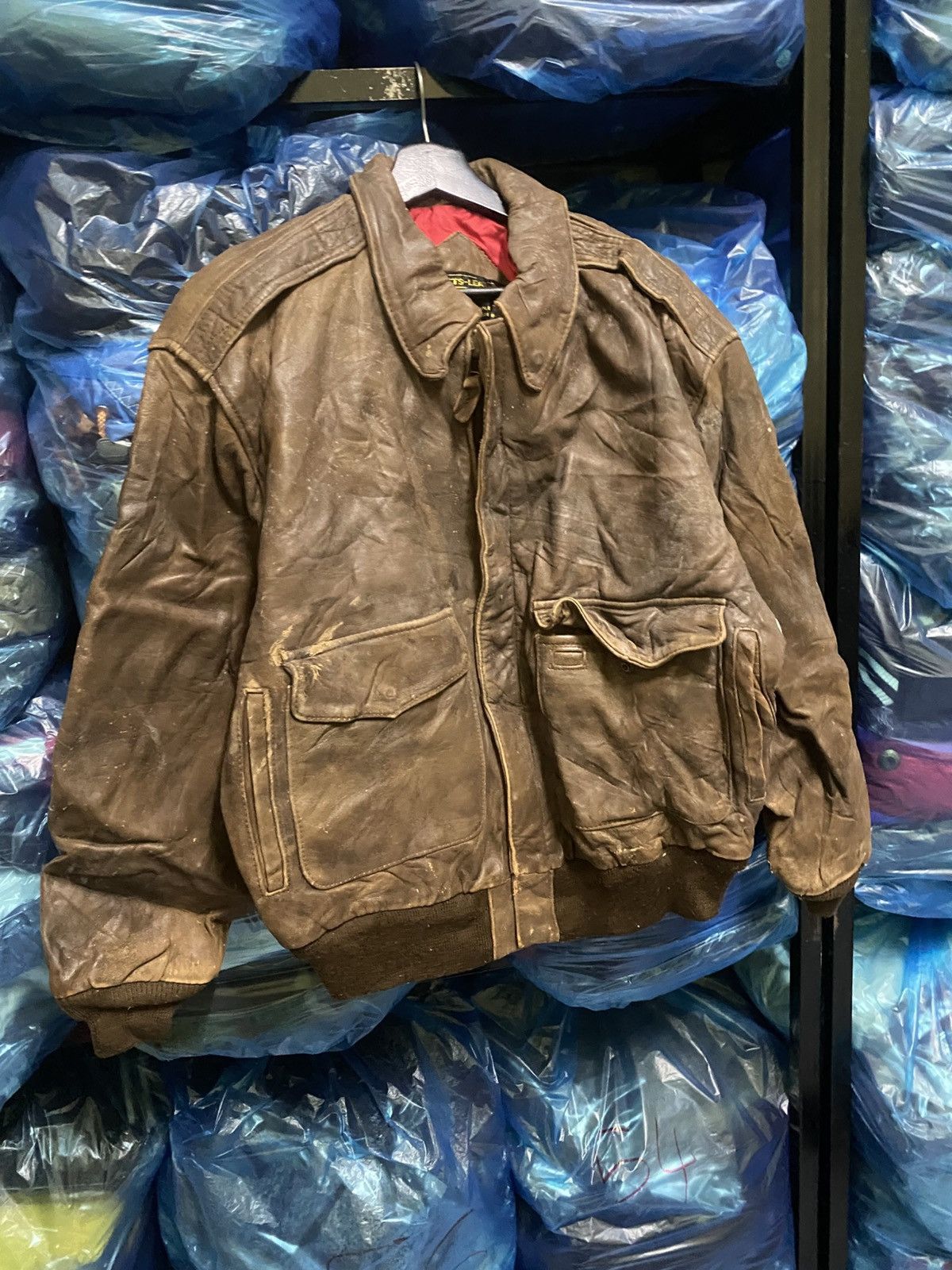 Other Vintage “King of Shot Down” Bomber Leather Jacket Aircraft Size US L / EU 52-54 / 3 - 6 Thumbnail