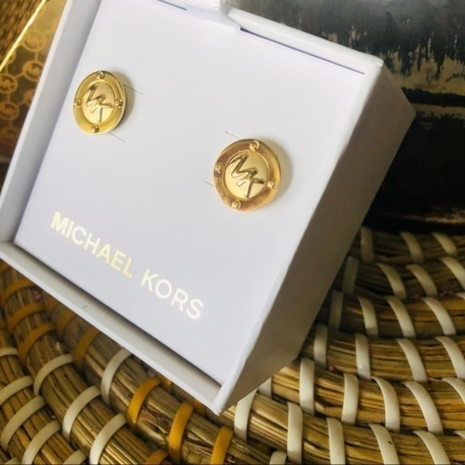 Michael Kors Michael Kors Gold MK Logo Stud Earrings NWT Size ONE SIZE - 3 Thumbnail