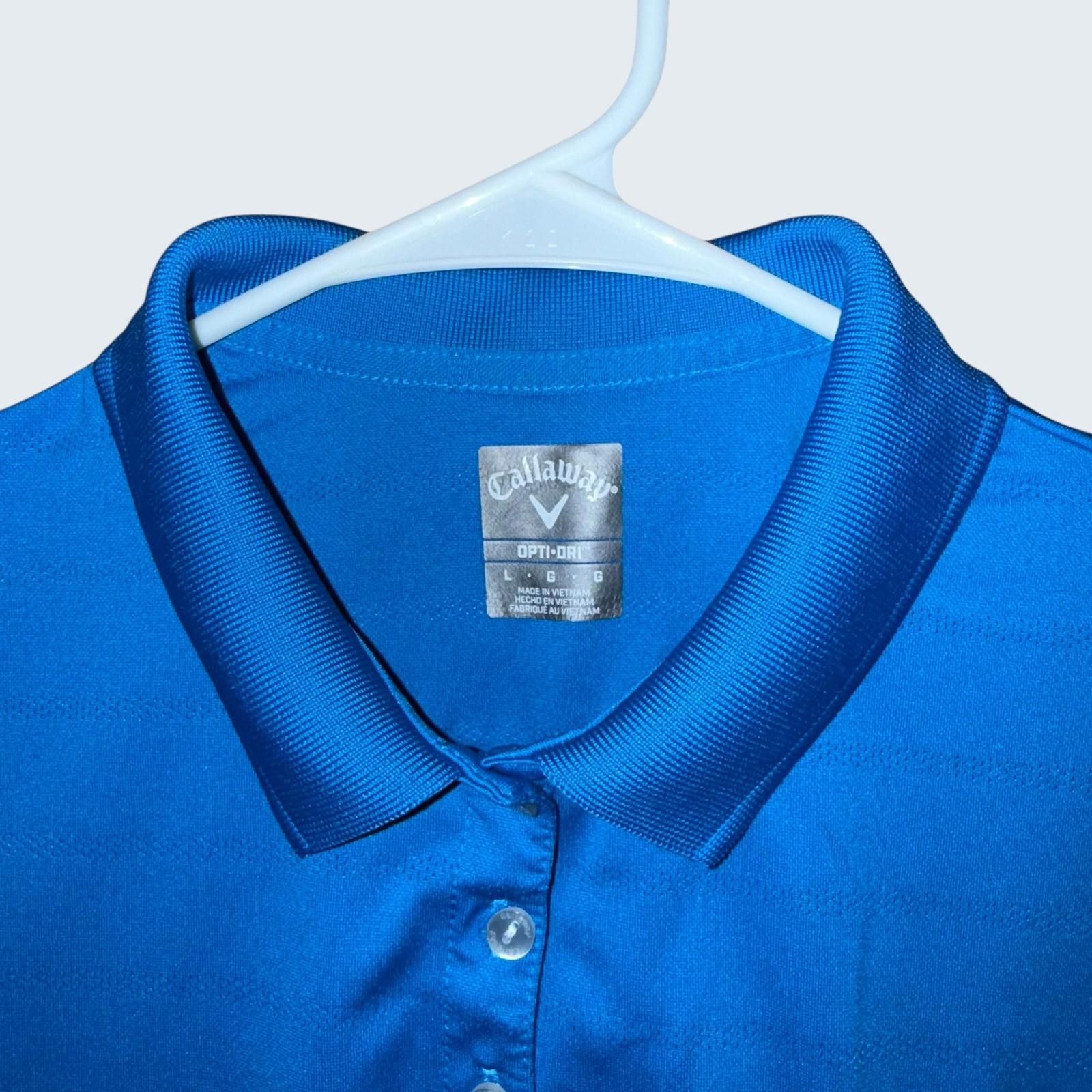 Callaway Callaway Mens Blue Striped Polo Shirt Hy-Vee Logo L Size ONE SIZE - 4 Thumbnail