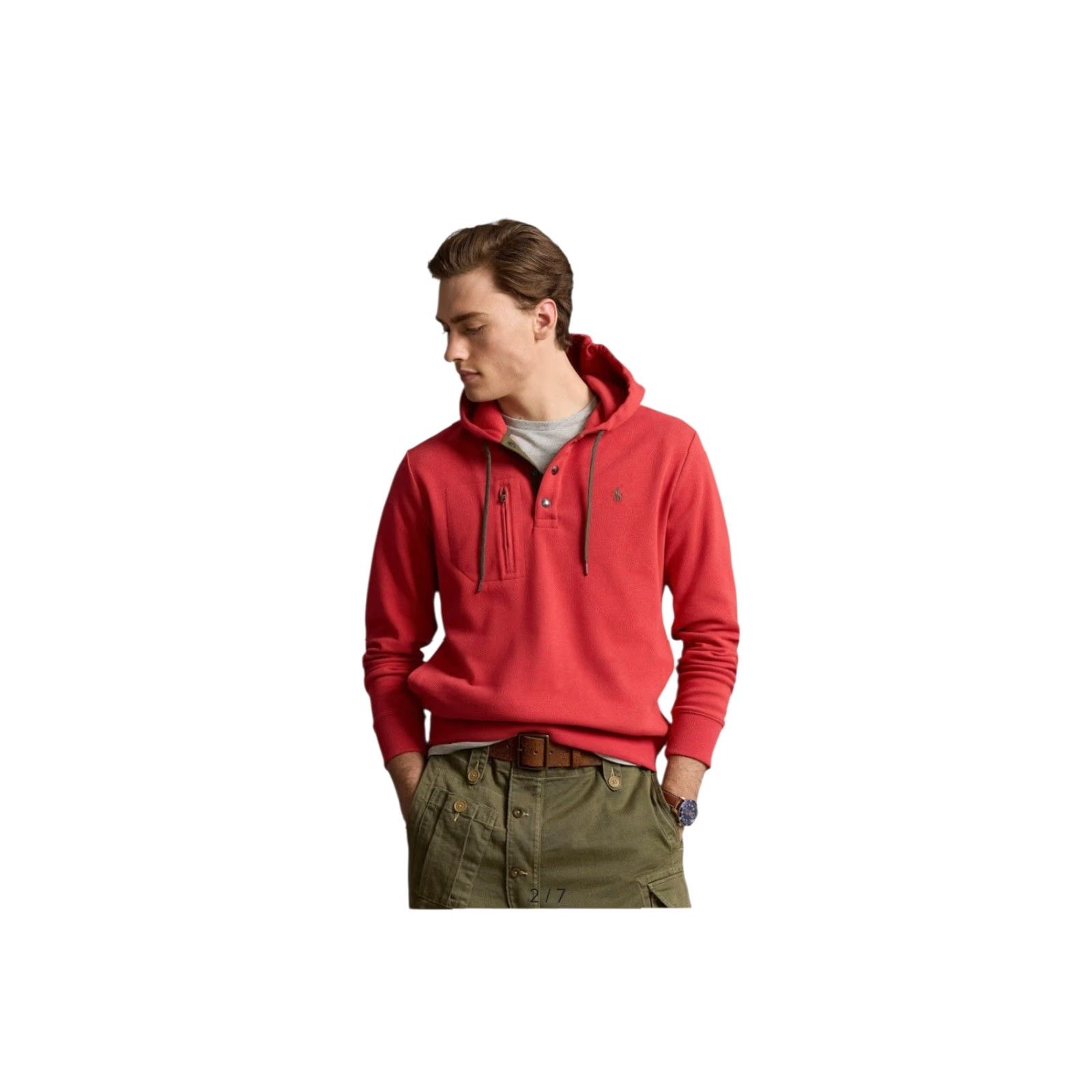 Polo Ralph Lauren POLO RALPH LAUREN Expedition Henley Hoodie Red Sweatshirt Size M Size US M / EU 48-50 / 2 - 6 Thumbnail