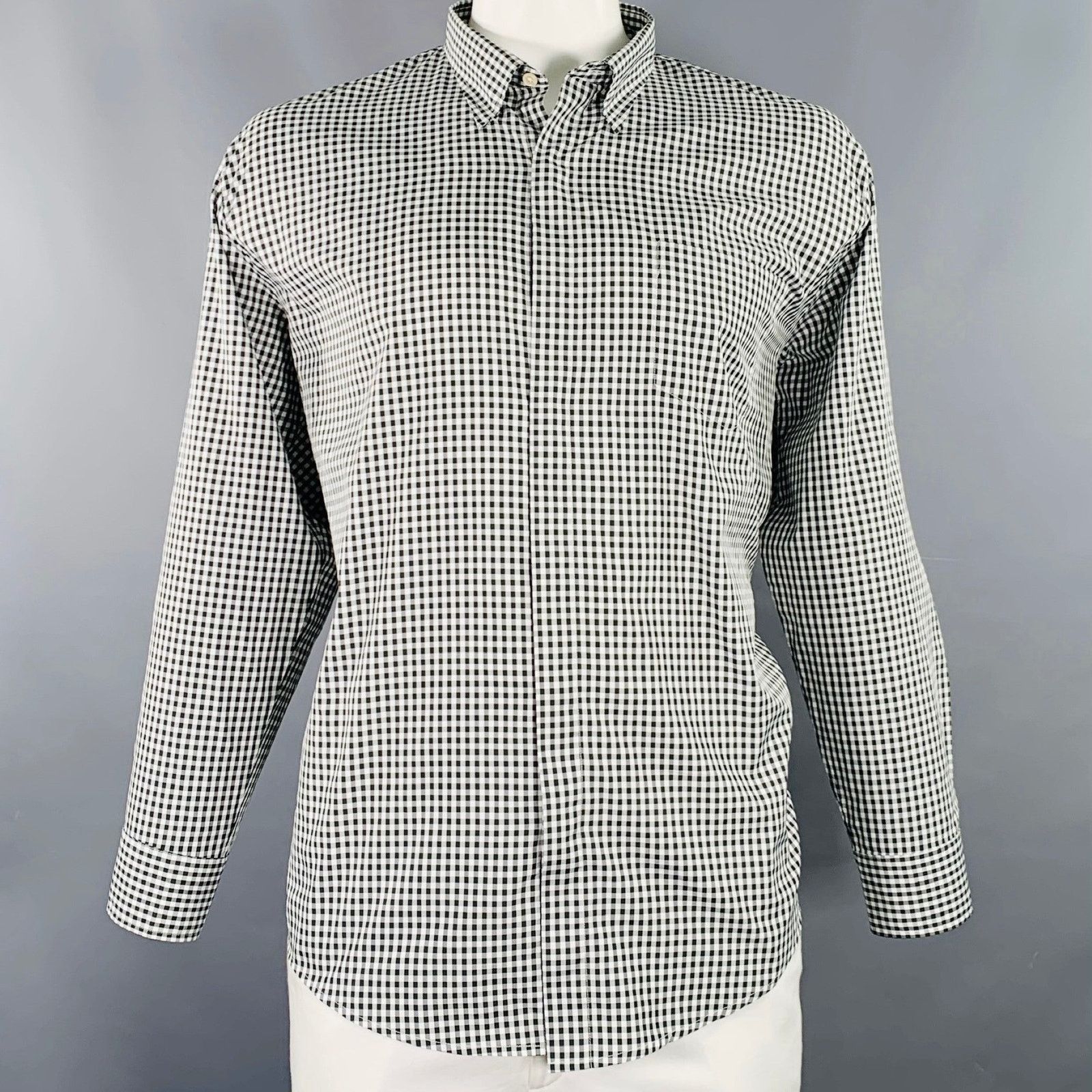 Our Legacy Black White Gingham Polyester One Pocket Long Sleeve Shirt Size US S / EU 44-46 / 1 - 1 Thumbnail