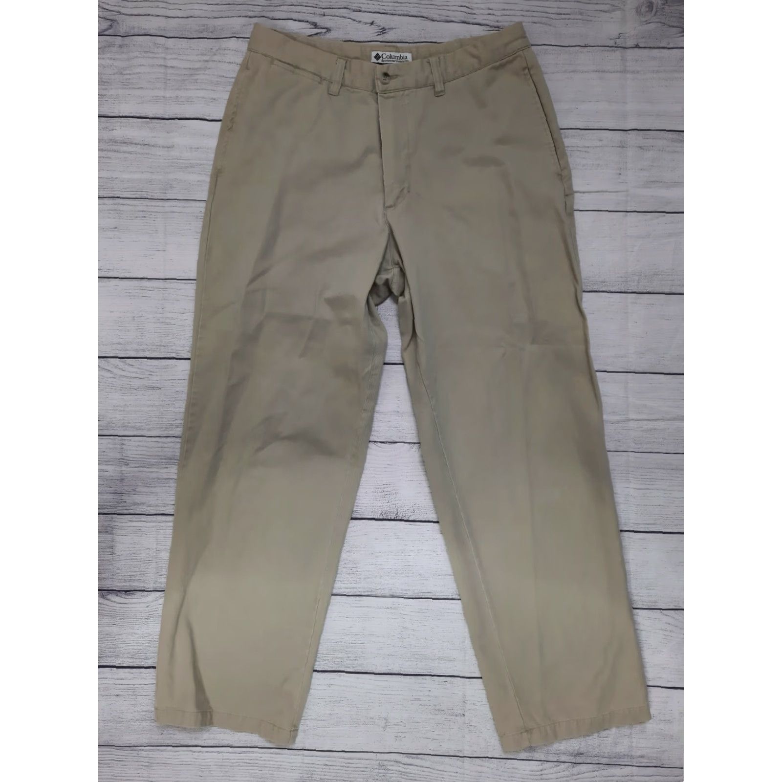 Vintage Columbia Pants Chino 34x29 Flat Front Beige Mens Casual Hiking Width 34 Inseam 29 Straight Front Zip Columba? Size US 34 / EU 50 - 4 Thumbnail