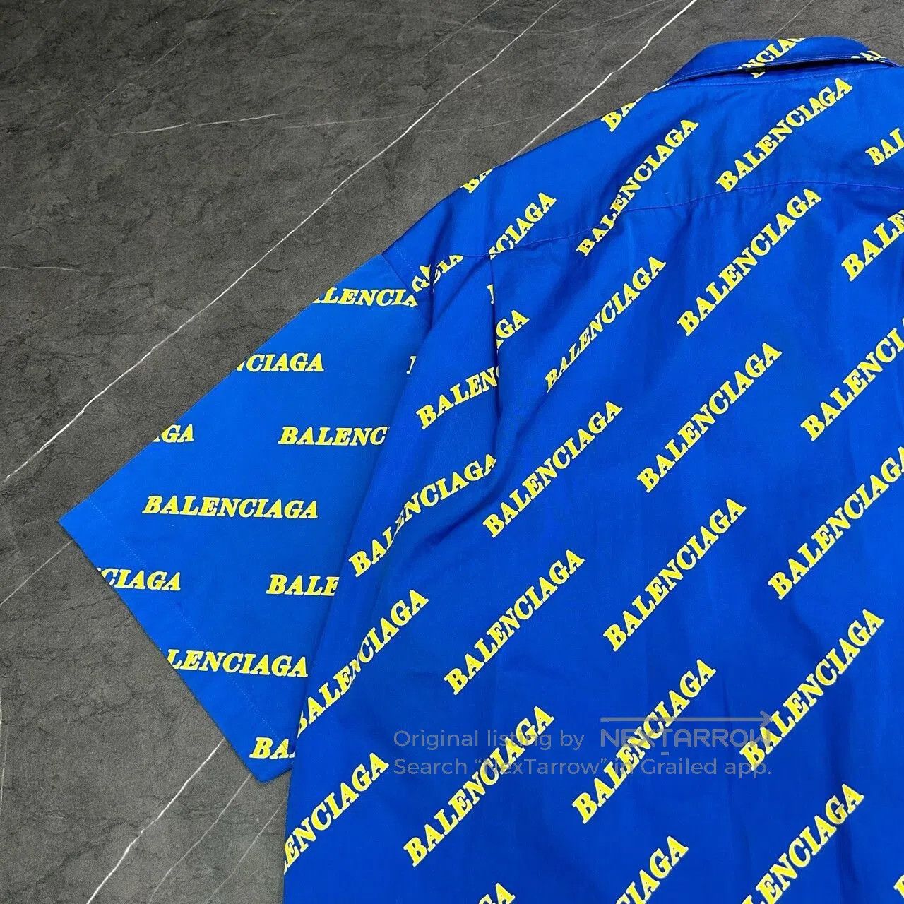 Balenciaga Klein Blue Logo Short Sleeve Shirt.