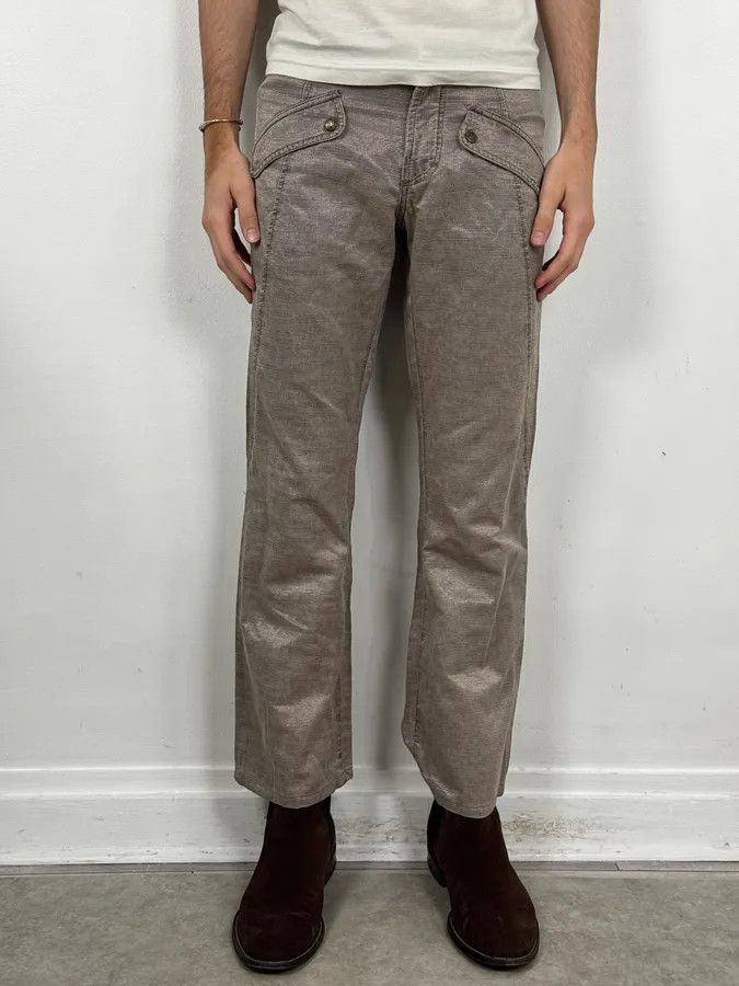 Just Cavalli SS2004 Cavalli Grey Shiny Flap Pockets Pants Size 24" / US 00 / IT 34 - 2 Thumbnail