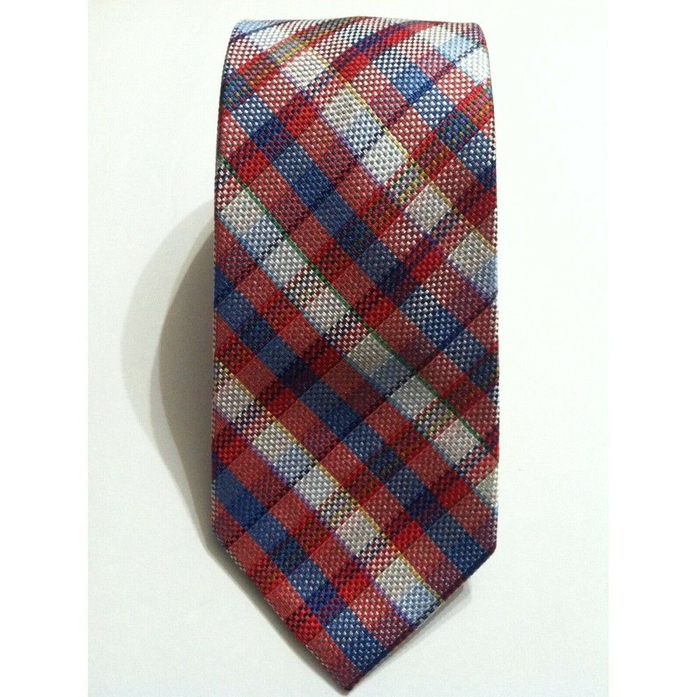 Tommy Hilfiger TOMMY HILFIGER MENS NEW RED 100%SILK PLAID TIE WIDTH:3 1/8" Size ONE SIZE - 1 Thumbnail