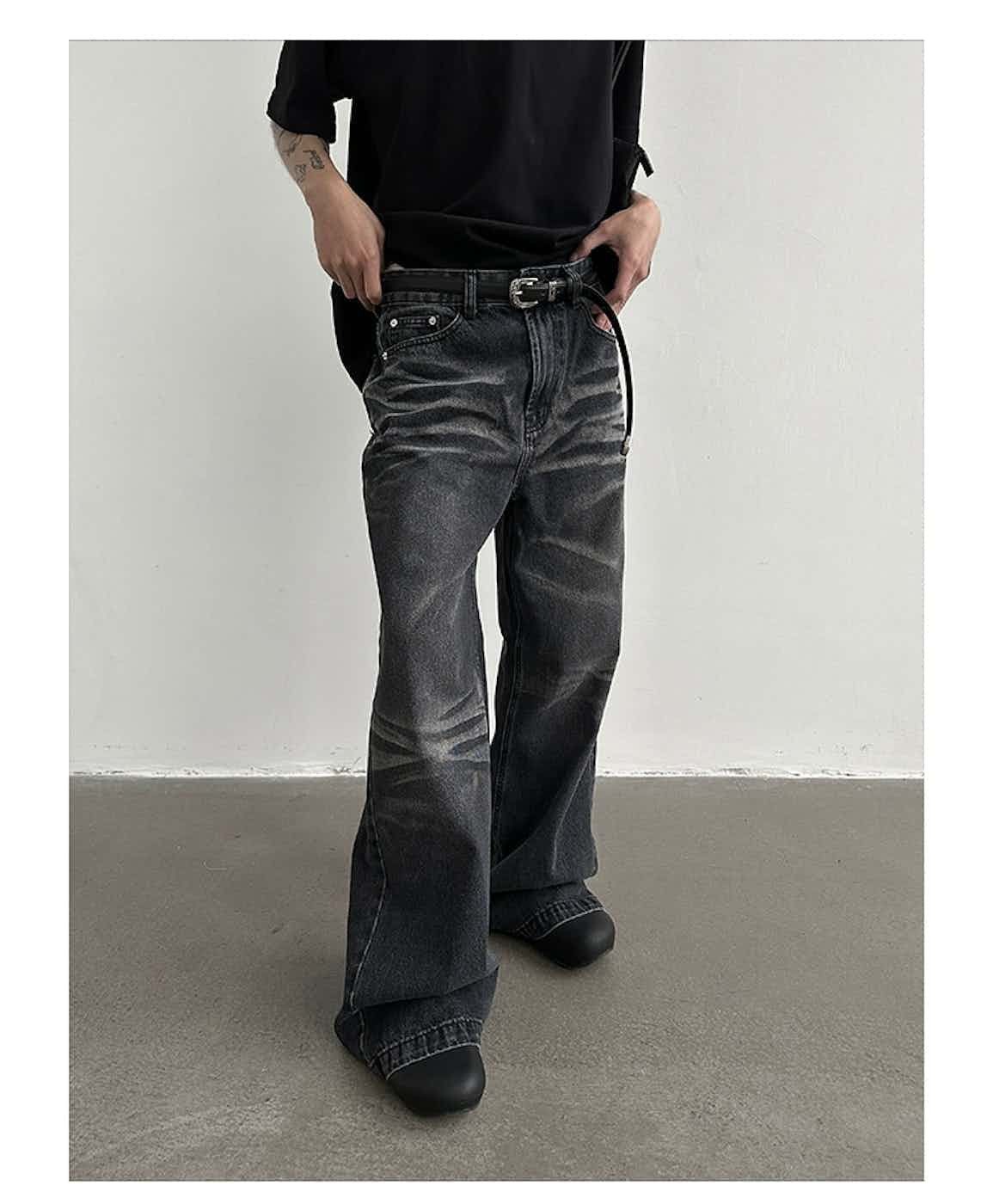washed faded flared grunge baggy jeans