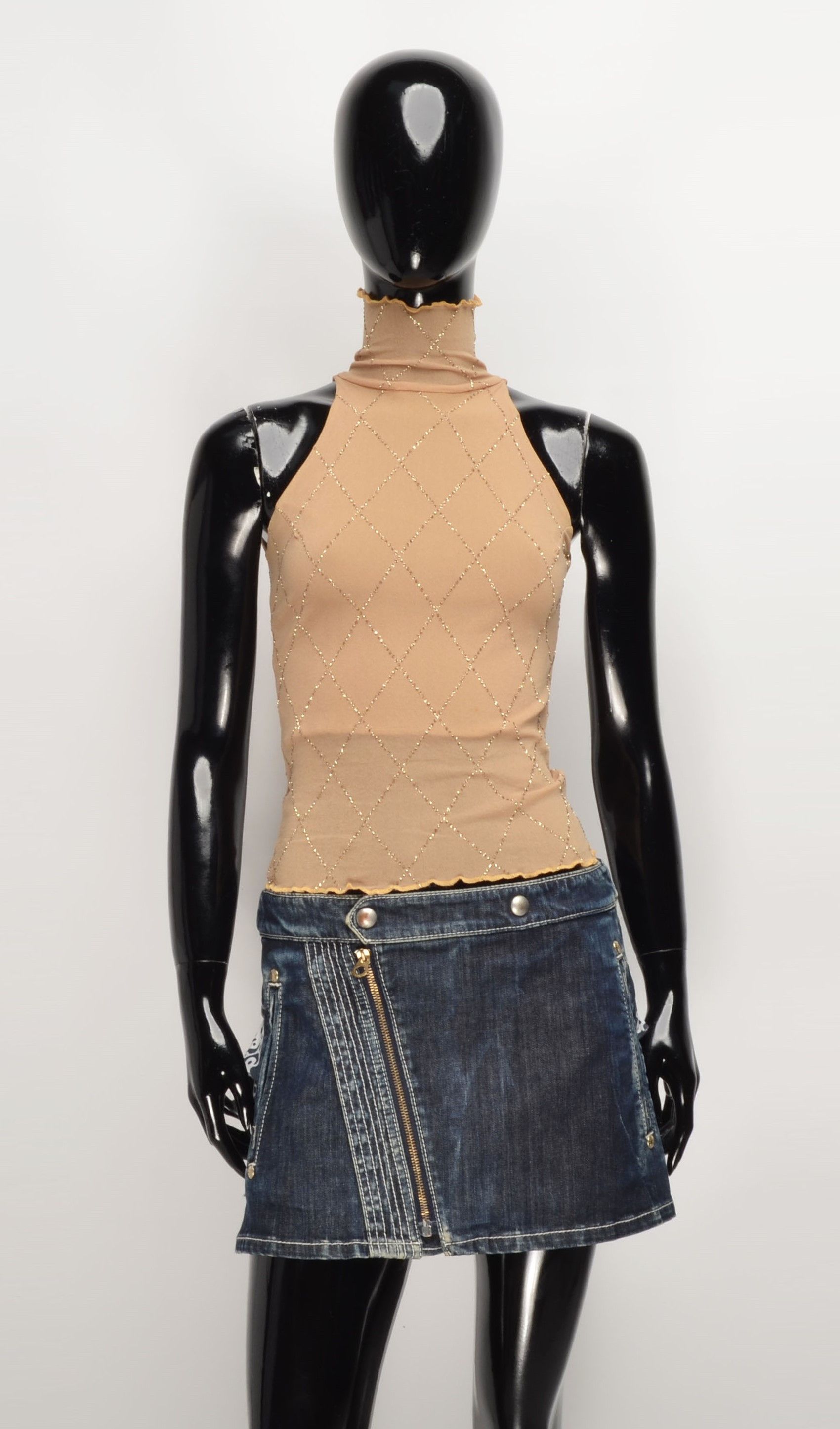 Vintage Celyn B Y2K Mesh Sparkle Turtleneck Coquette Top Size S / US 4 / IT 40 - 1 Thumbnail