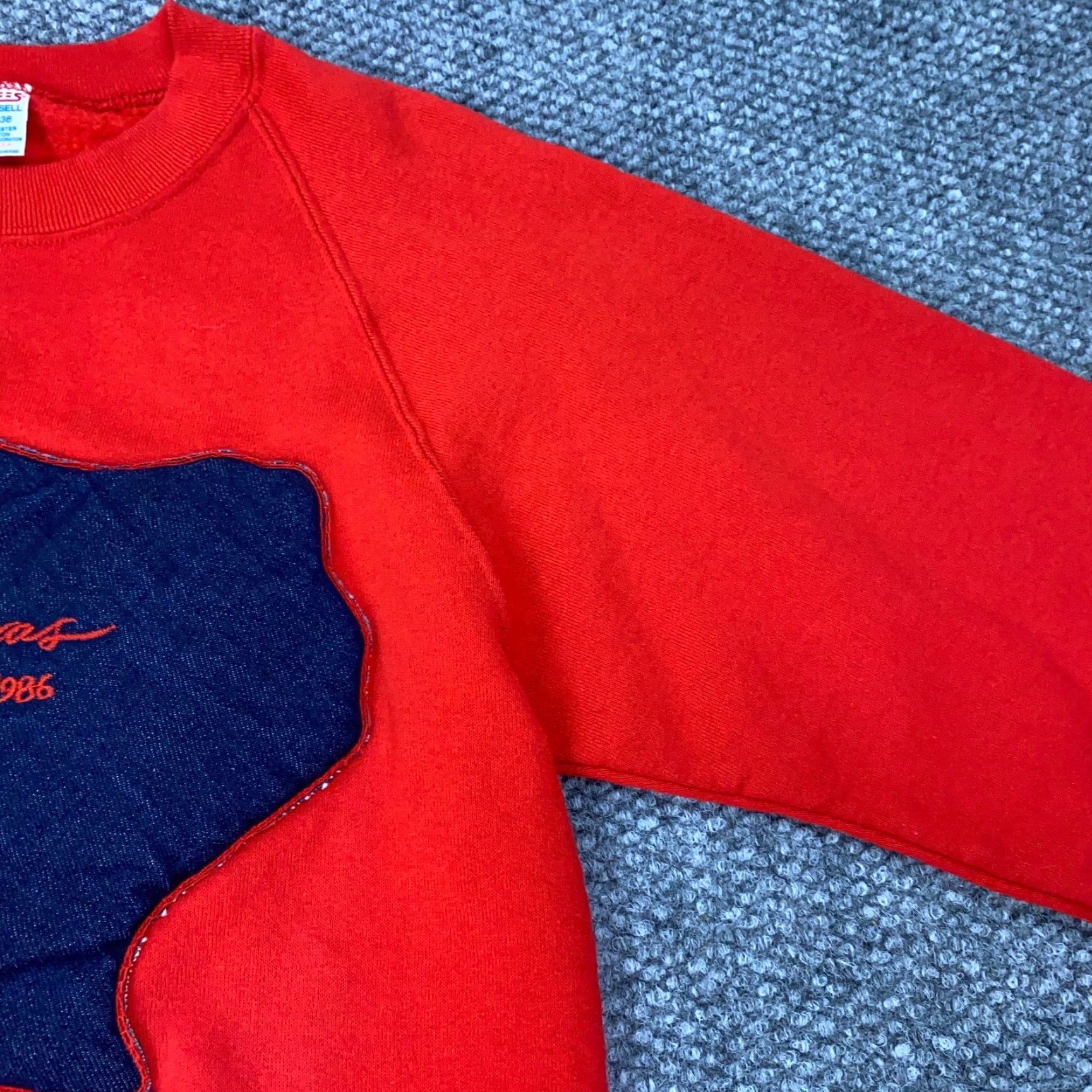 Jerzees VTG Texas Sweatshirt Womens Small Red Puffy Denim 3D Embroidery 150 Year 80s USA Size S / US 4 / IT 40 - 5 Thumbnail