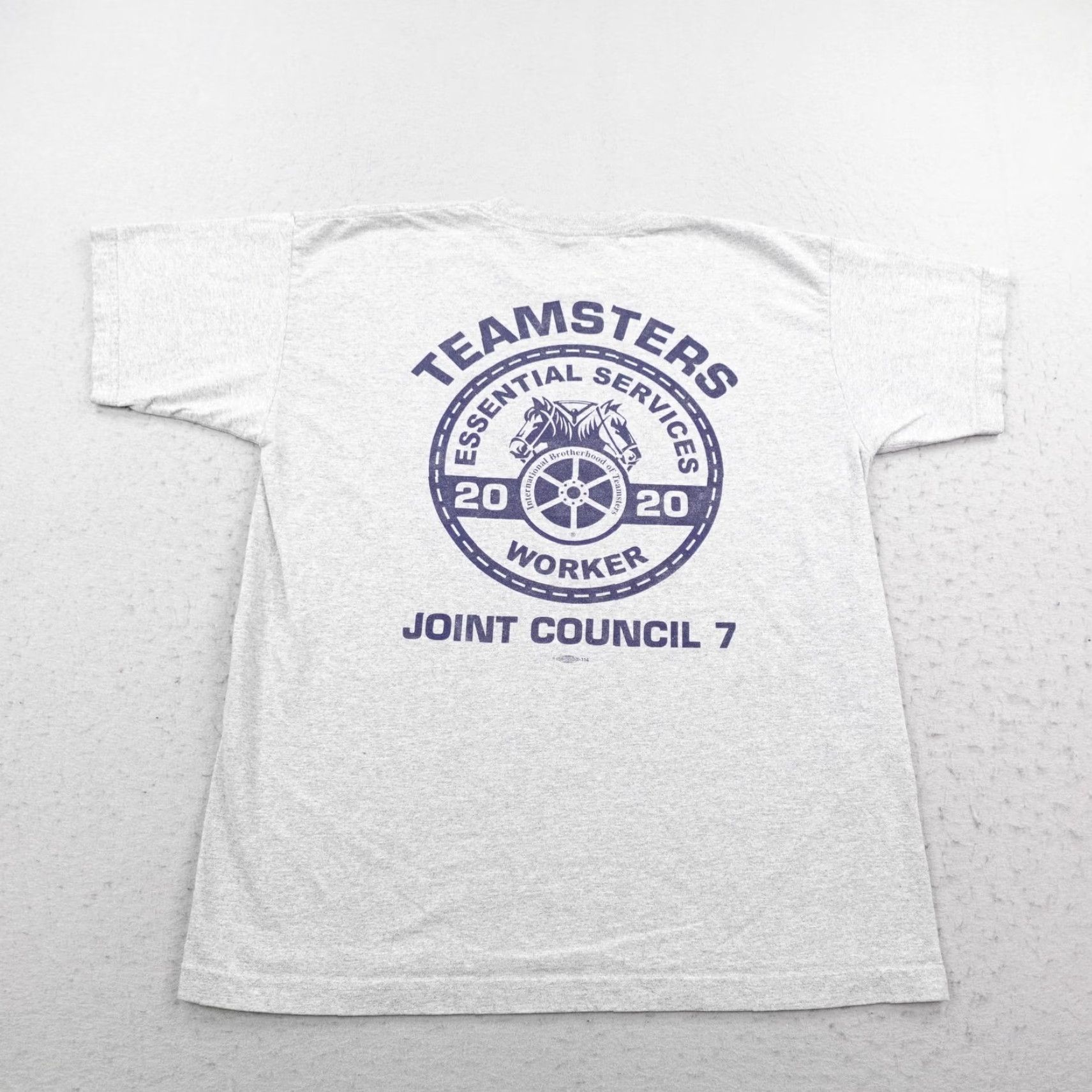 Essentials Teamsters Union Shirt Mens XL Gray Bayside T-Shirt Crew Neck Short Sleeve Graphic Print Work Size US XL / EU 56 / 4 - 5 Thumbnail