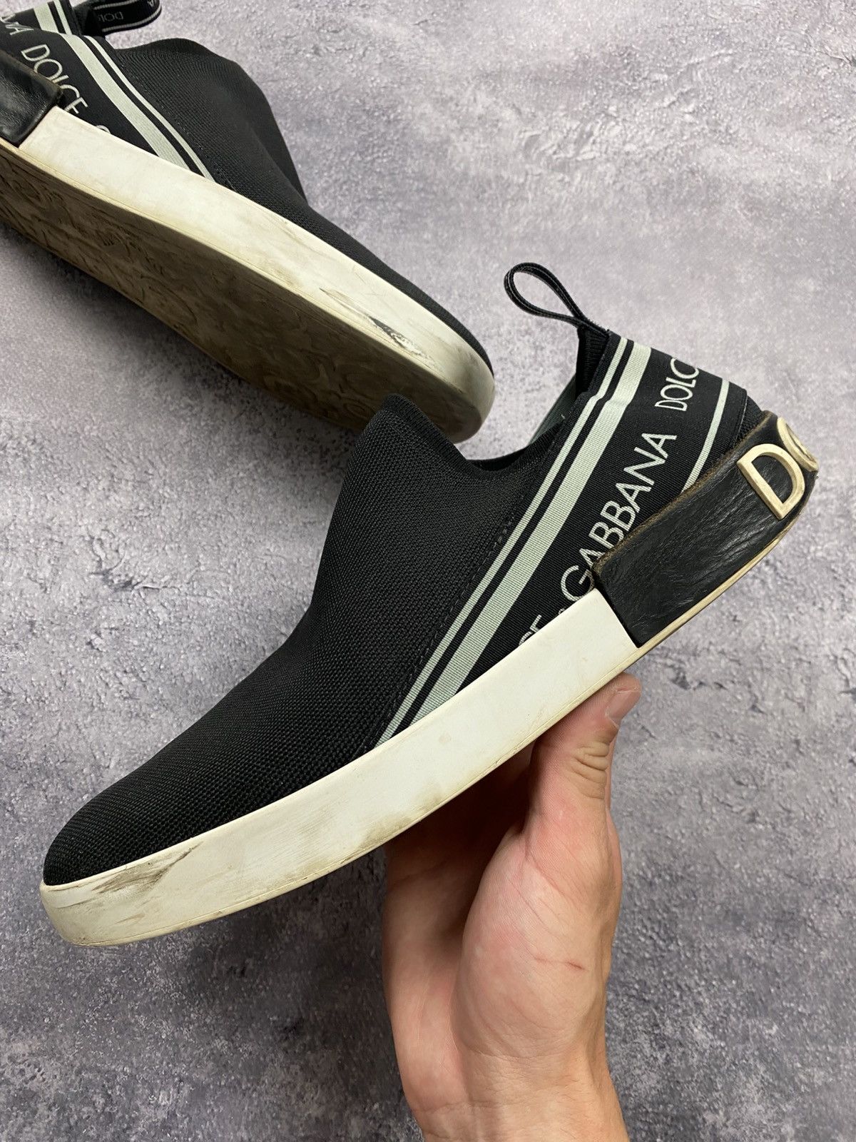 Dolce & Gabbana Dolce & Gabbana Sorrento Logo Slip On Black Sneakers D&G Size US 10 / EU 43 - 5 Thumbnail