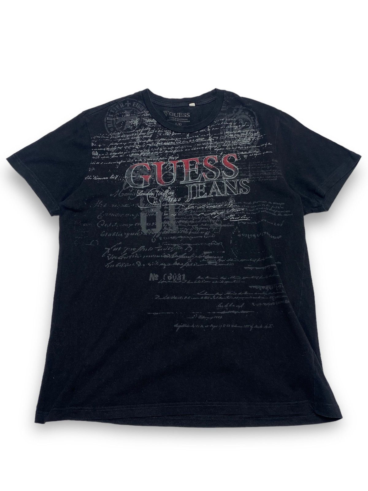 Vintage GUESS Big Logo Black Y2K T Shirt