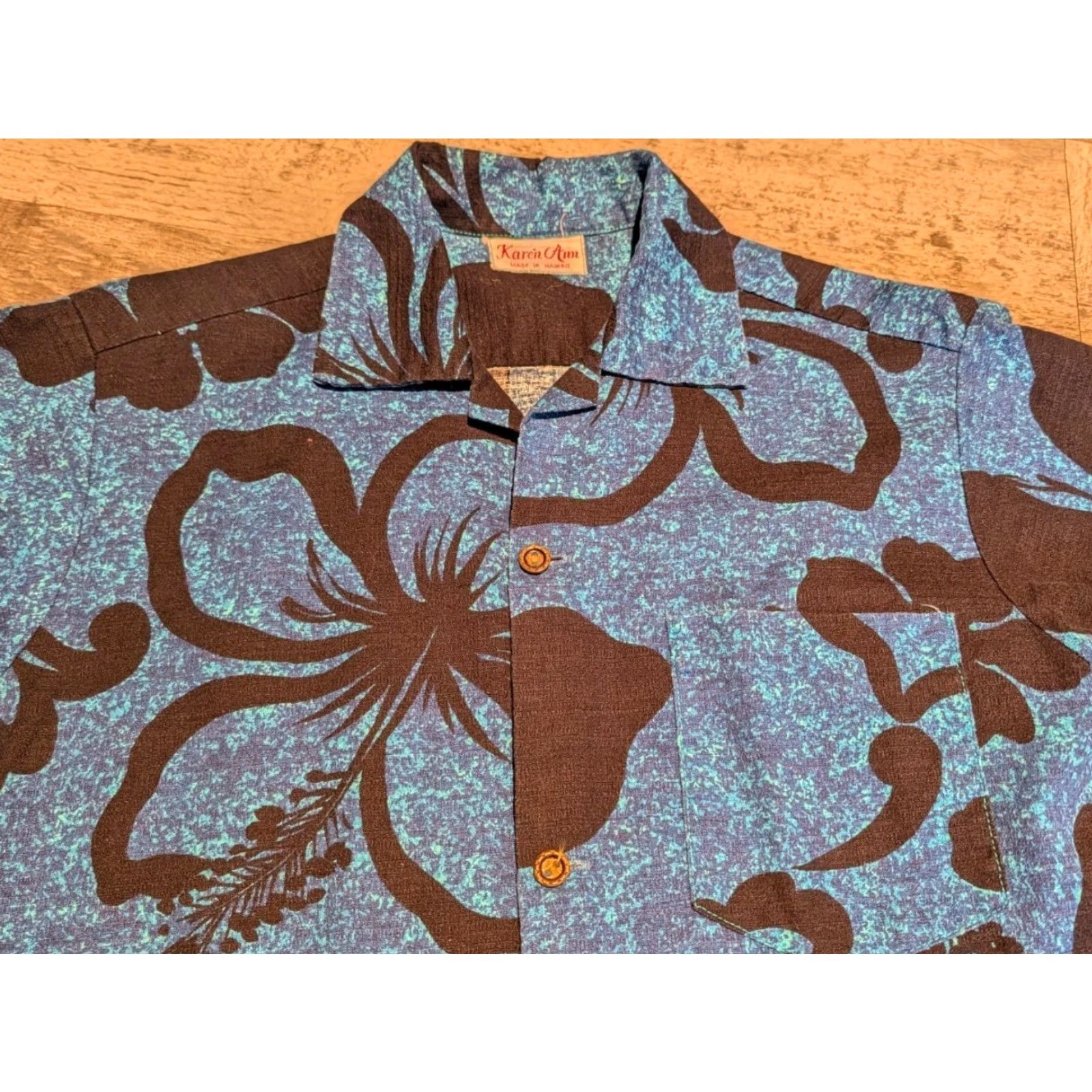 Vintage VINTAGE Karen Ann Hawaiian Shirt Mens Small Blue Floral 1970s Cotton Short Sleeve 38" Chest 27" Length US Made Mens Size US S / EU 44-46 / 1 - 4 Thumbnail