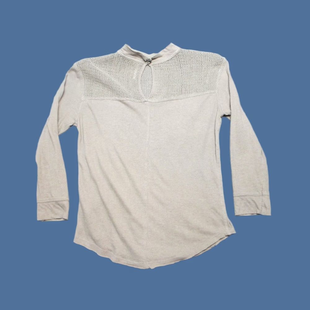 Free People Free People Tunic Top Womens XS Beige Textured Knit Mock Neck Keyhole Front Size XS / US 0-2 / IT 36-38 - 1 Thumbnail