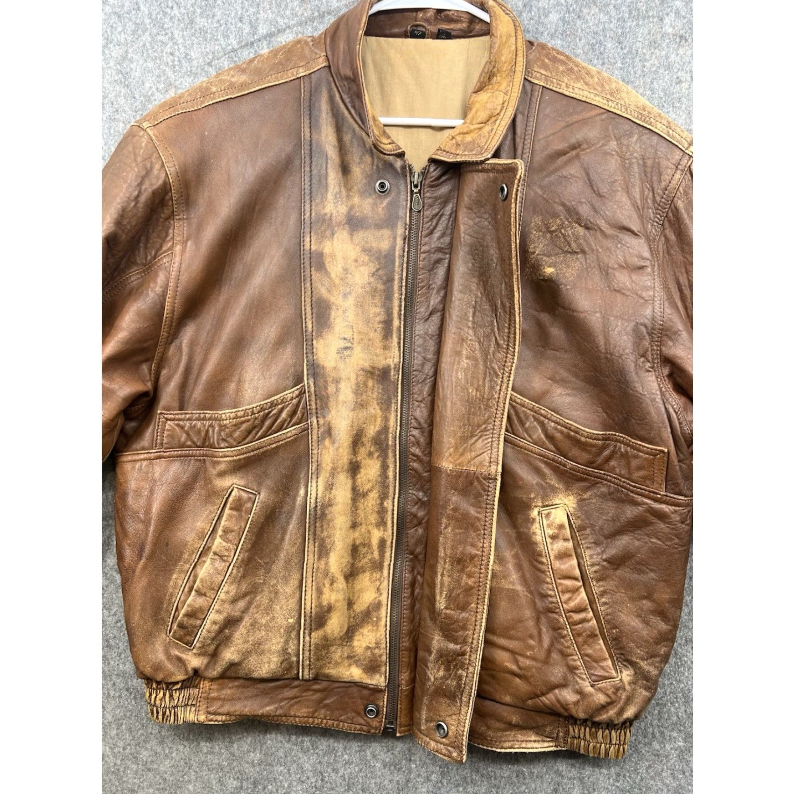Vintage VINTAGE Mirage Bomber Jacket Mens Brown Leather Mid-Length 42 Full Zip Pockets Size US XS / EU 42 / 0 - 7 Thumbnail