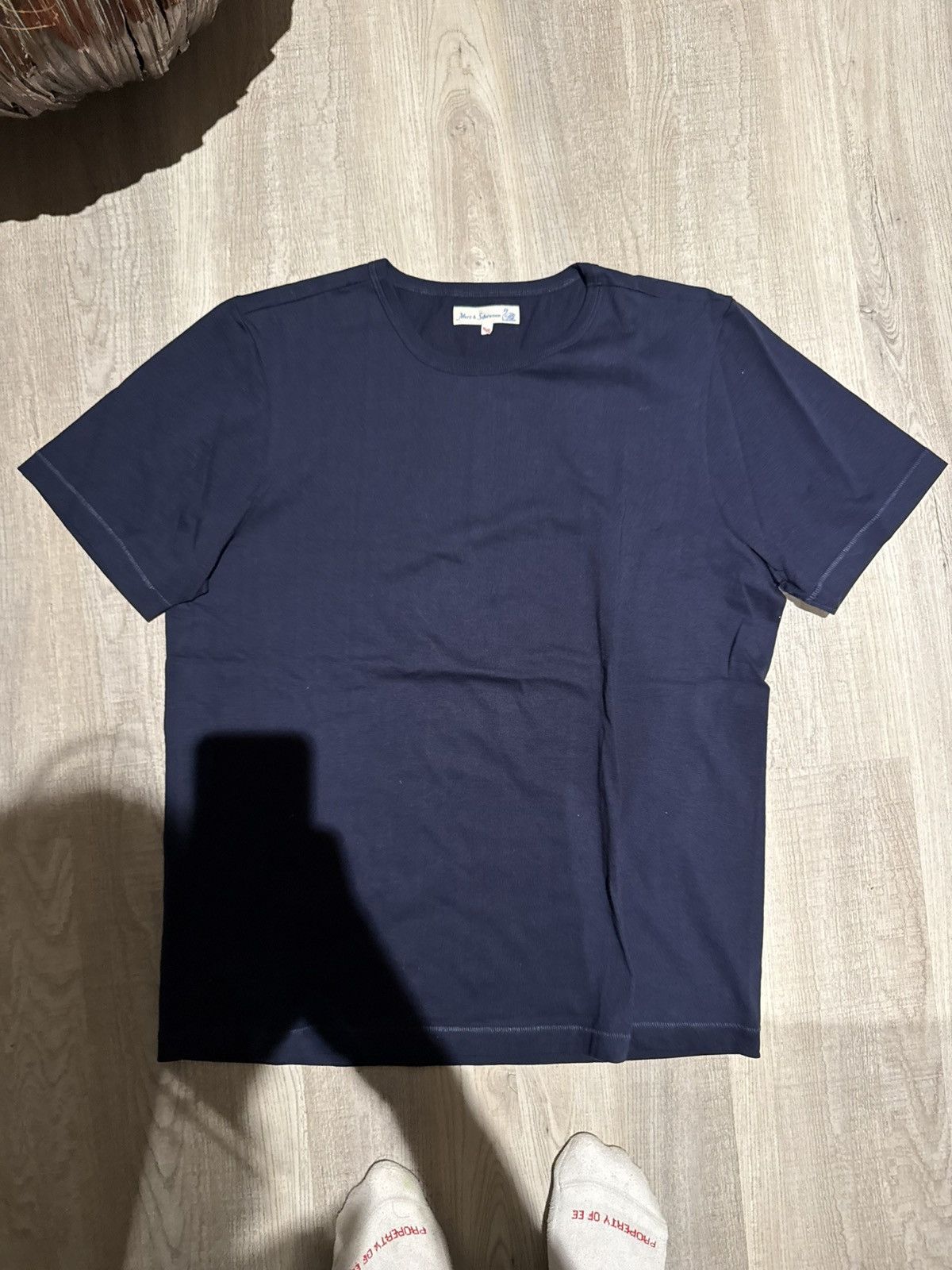 Navy single stitch tee
