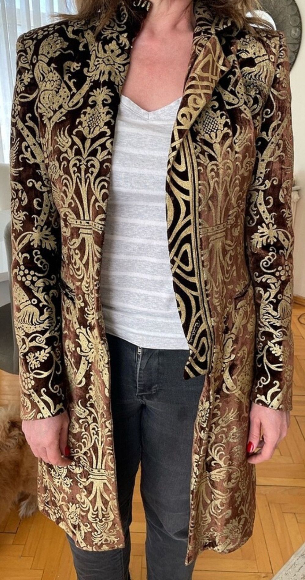 Roberto Cavalli ARCHIVE Roberto Cavalli FW06 Baroque Velvet Leopard Coat M Size M / US 6-8 / IT 42-44 - 9 Thumbnail