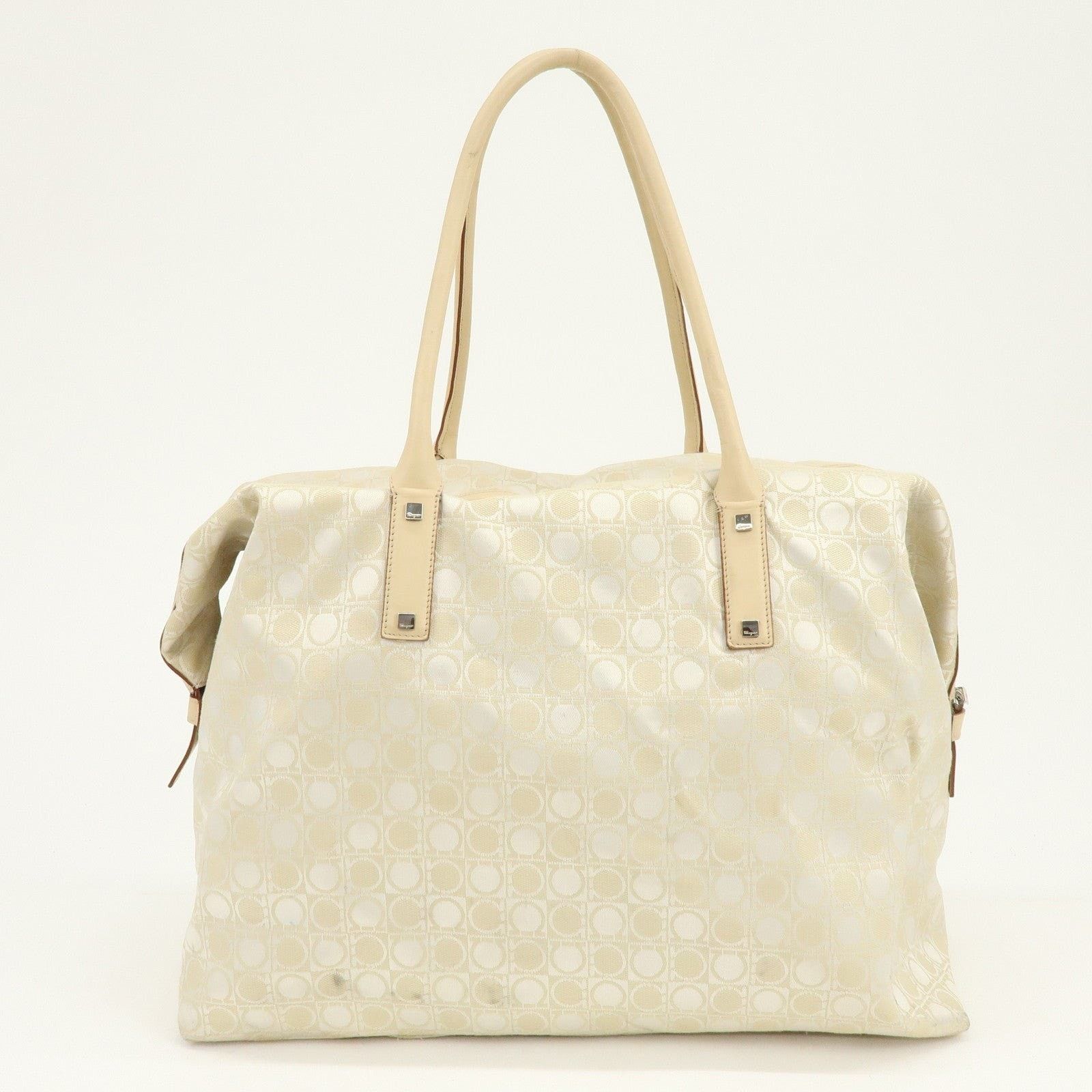 Salvatore Ferragamo Ferragamo Gancini Canvas Tote Beige Size ONE SIZE - 2 Thumbnail