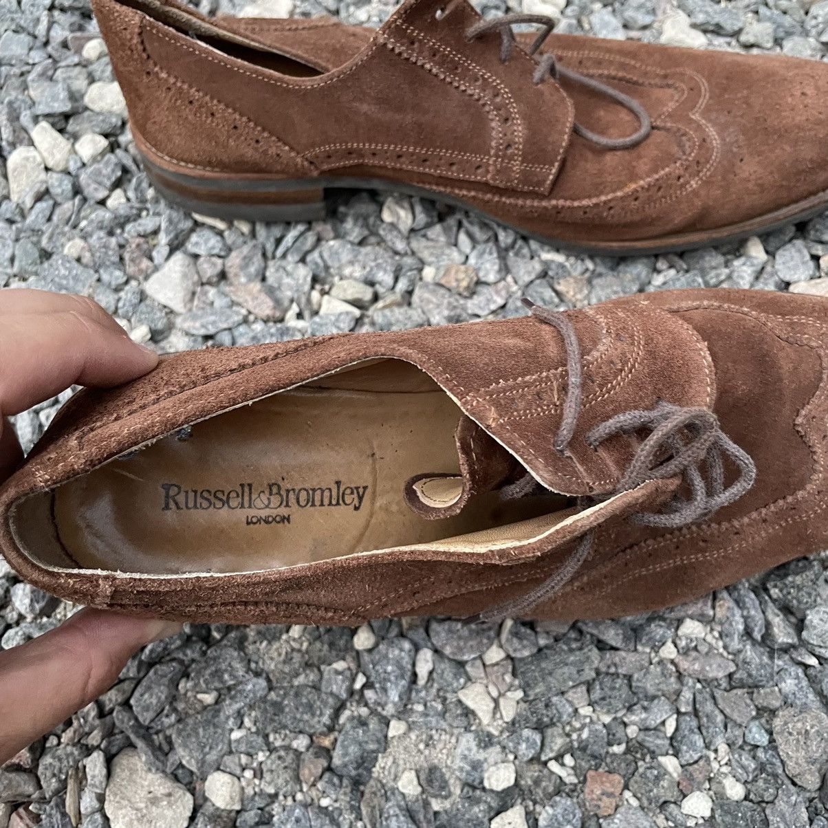 Russell & Bromley 9 Russell Bromley Brown Suede Leather Hand Made Derby Shoes Size US 9 / EU 42 - 6 Thumbnail
