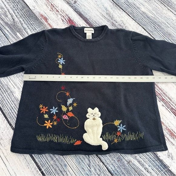 Other Vintage Embroidered Cat Crewneck Sweater Size L / US 10 / IT 46 - 7 Thumbnail