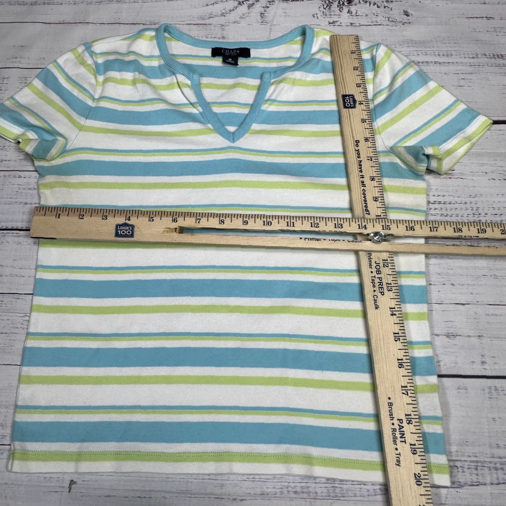 Chaps Chaps Women's Tee Shirt Top White Blue Green M Striped Short Sleeve 100% Cotton T-Shirt Size M / US 6-8 / IT 42-44 - 2 Thumbnail