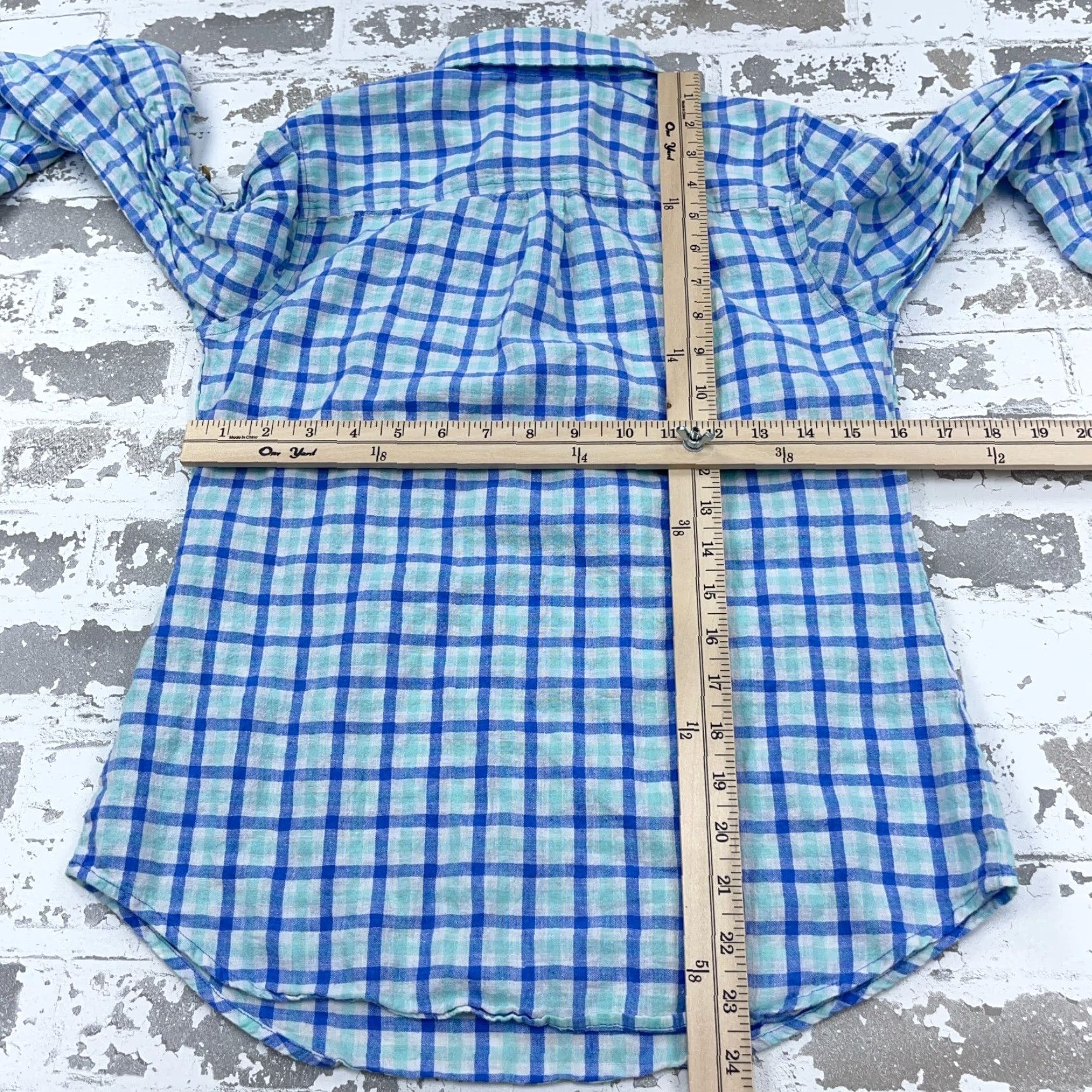 Vineyard Vines Vineyard Vines Shirt Women 2 Blue Linen Plaid Half Button Up Dress Ladies Top Size XS / US 0-2 / IT 36-38 - 5 Thumbnail