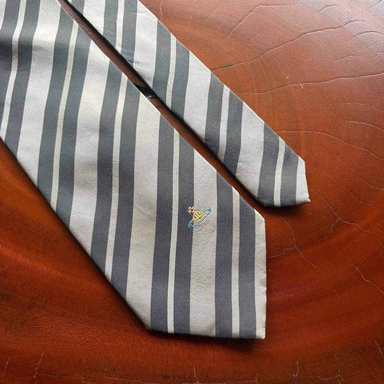 Vivienne Westwood Vivienne Westwood Signature Orb Logo Striped Silk Neck Tie Size ONE SIZE - 3 Thumbnail