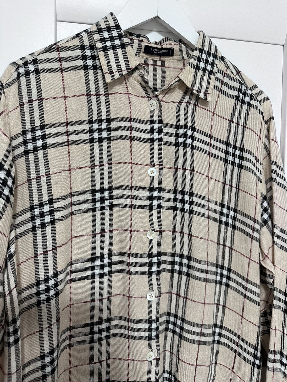 Burberry × Designer × Vintage VTG Burberry Shirt Women’s Linen Check Nova Size US8 GB 12 Size M / US 6-8 / IT 42-44 - 6 Thumbnail