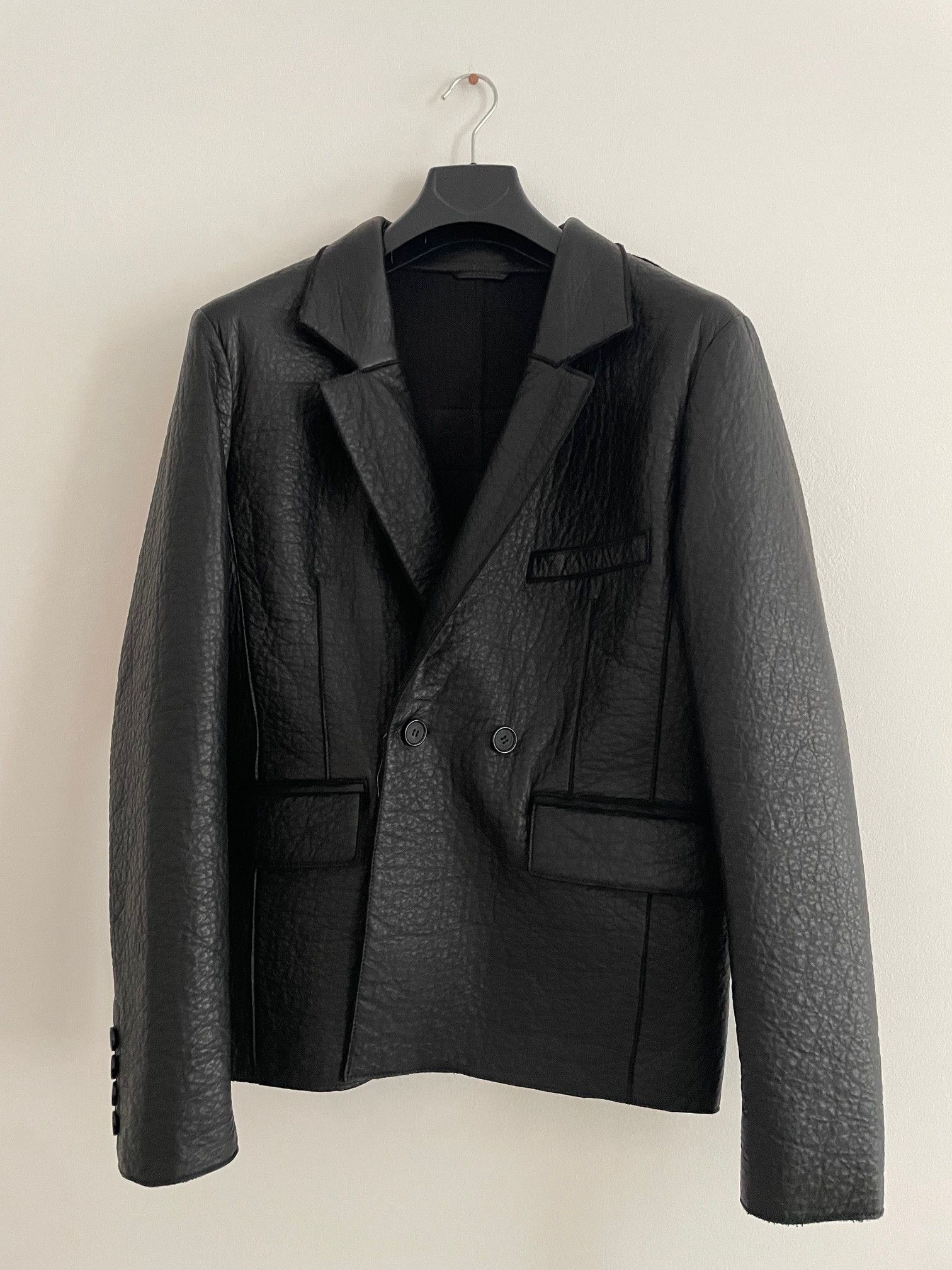 Martin Asbjorn Stevie black lamb leather blazer jacket S 46