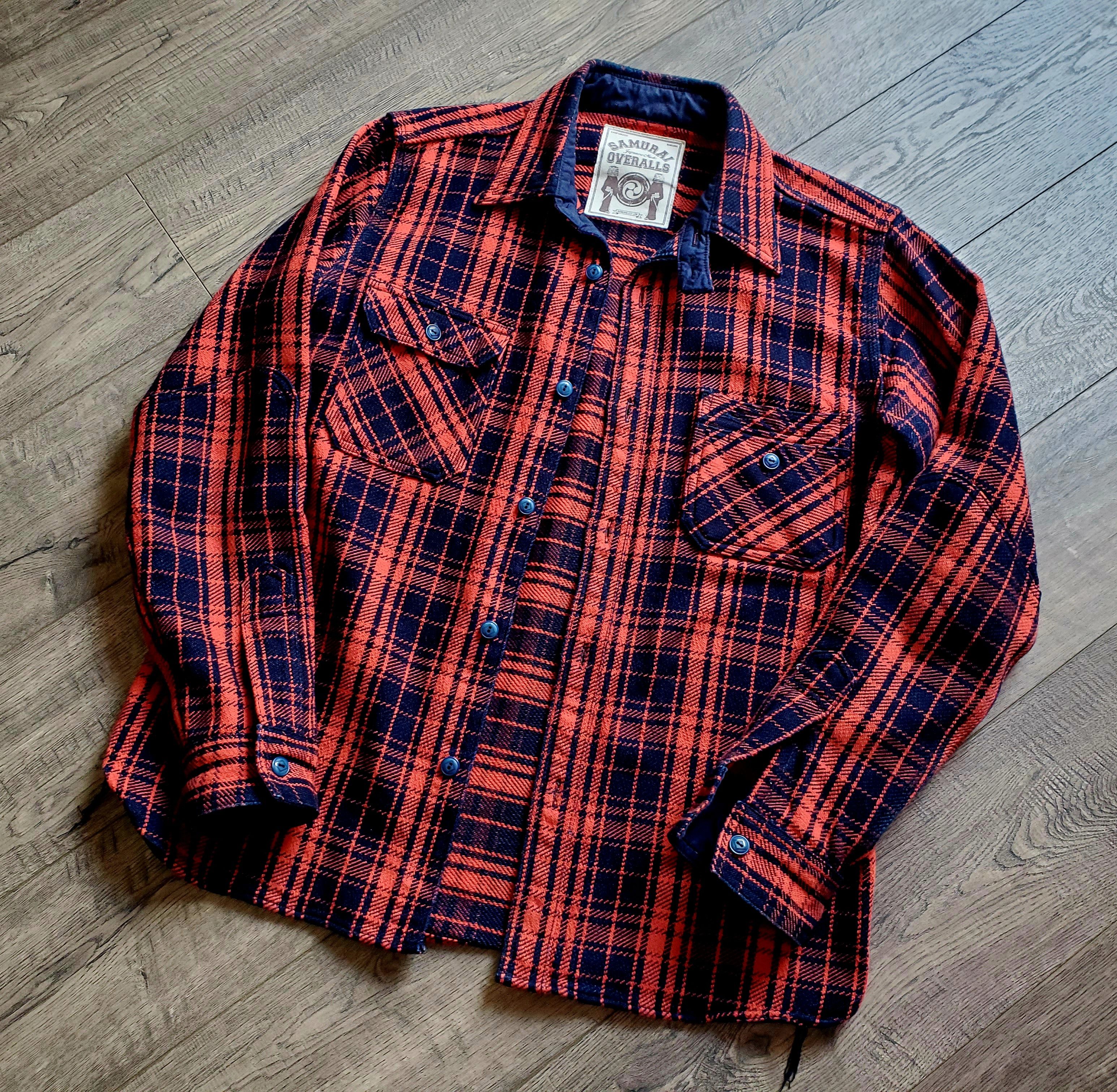 Samurai Jeans SIN16-01 Rope Dyed Indigo & Vermillion Flannel Size US L / EU 52-54 / 3 - 1 Thumbnail