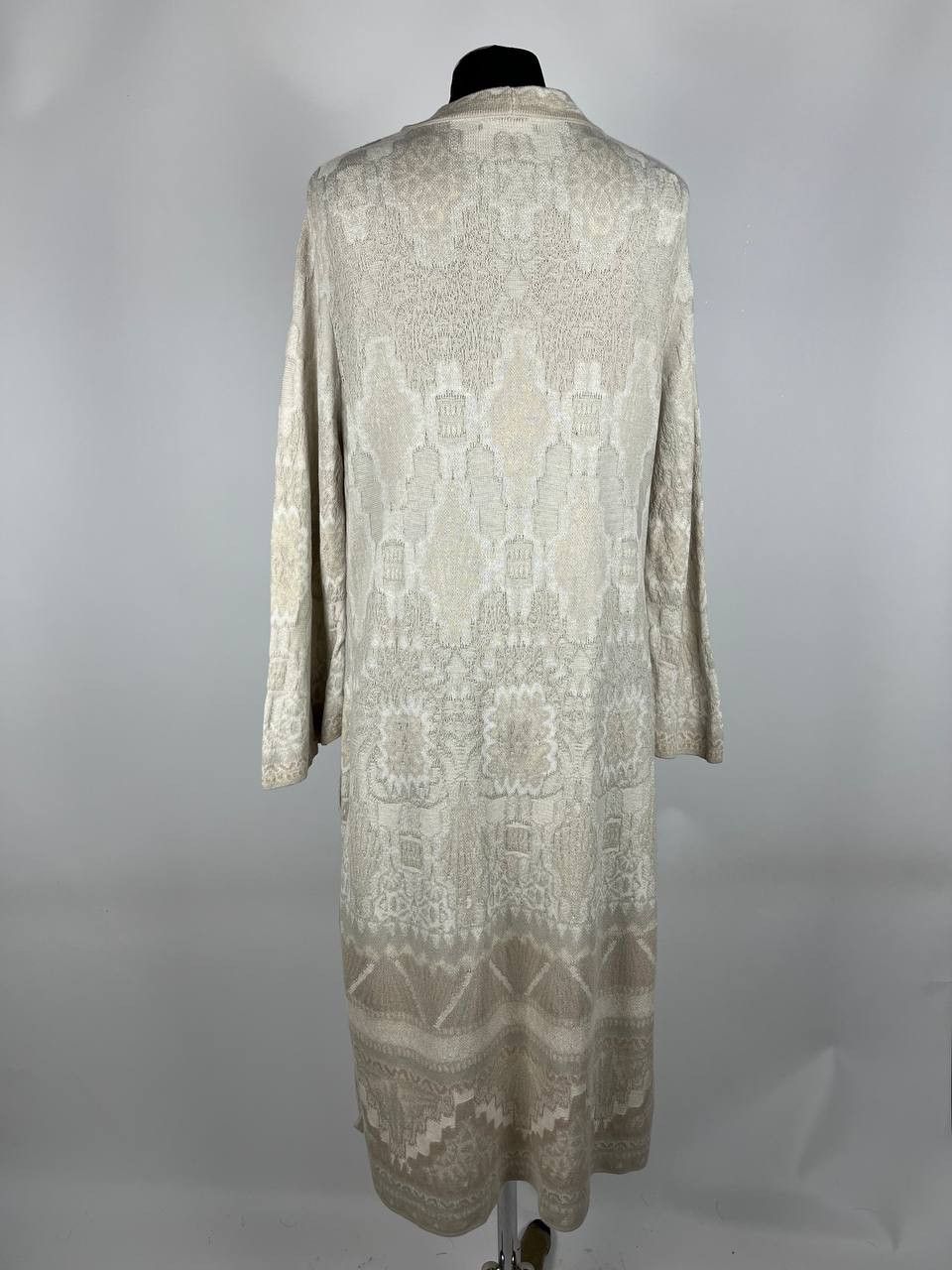 Designer Ivko Ornament Pattern Long Cardigan Off-White Size 38 (0478) Size M / US 6-8 / IT 42-44 - 3 Thumbnail