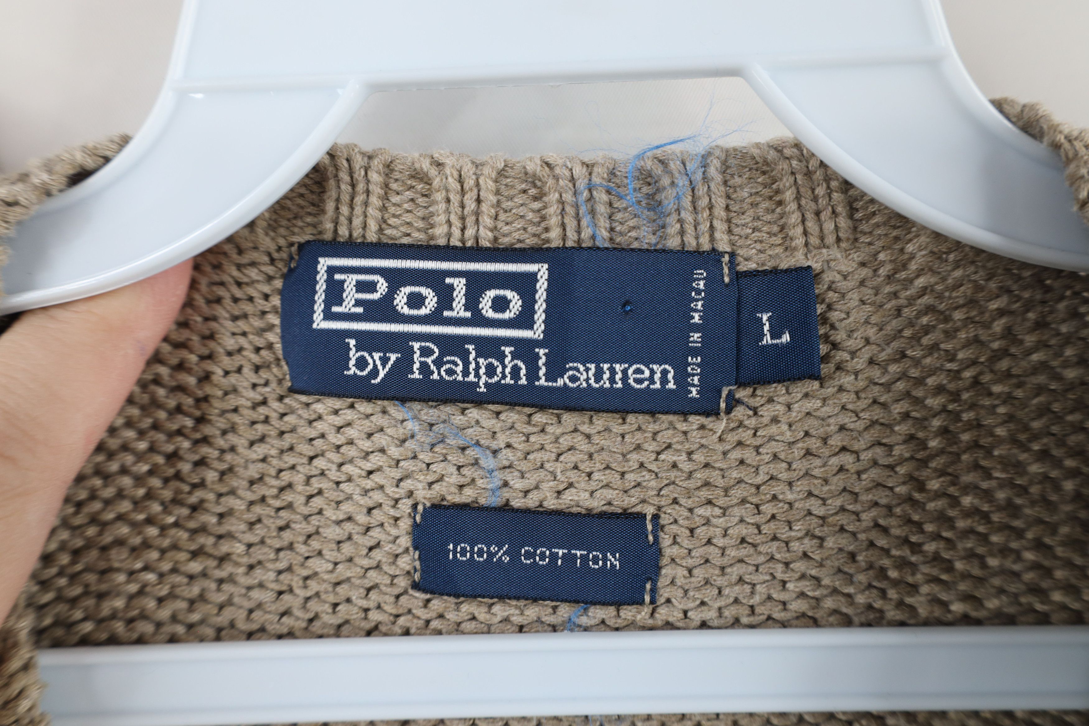 Polo Ralph Lauren Vintage 90s Ralph Lauren Knit V-Neck Sweater Vest Beige Size US L / EU 52-54 / 3 - 5 Thumbnail